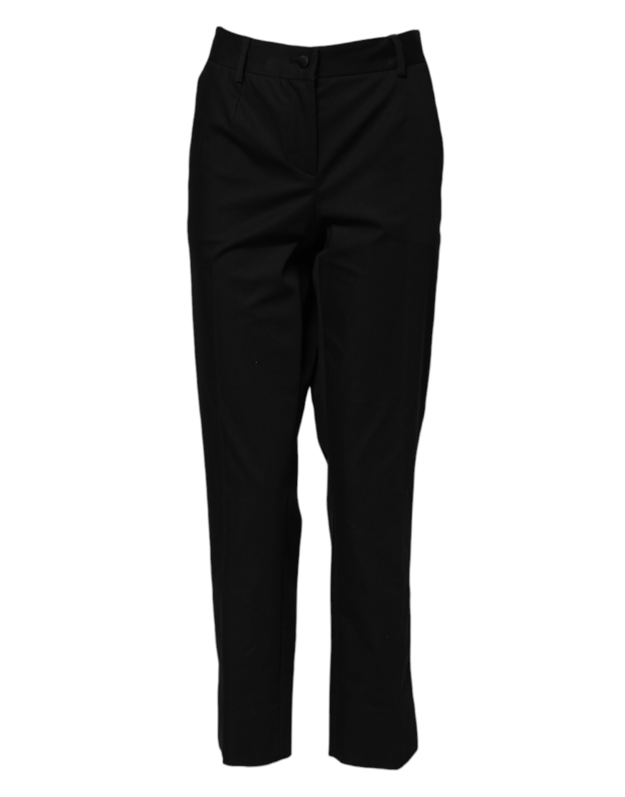 Dolce & Gabbana Black Cotton High Waist Formal Pants - Image 2