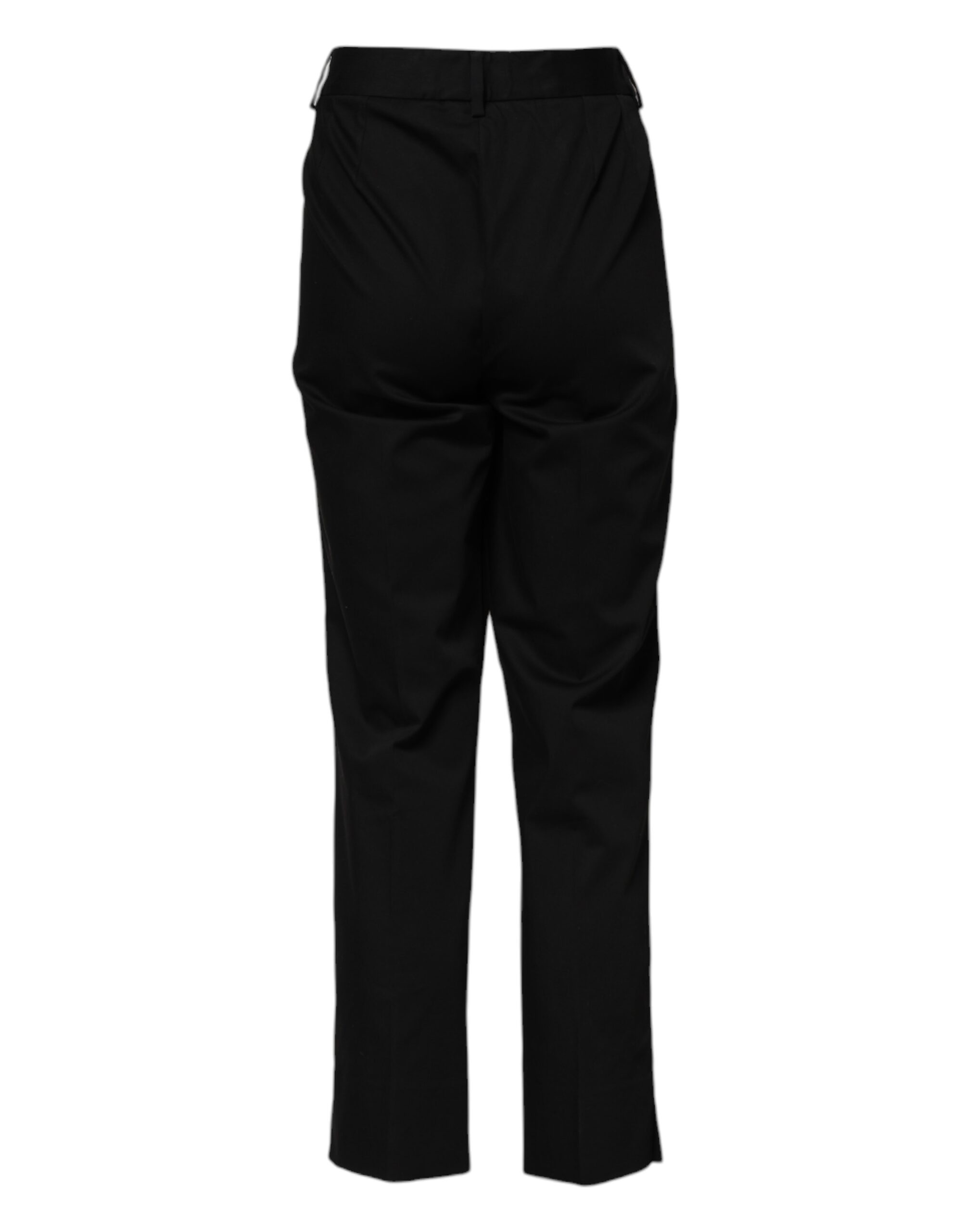 Dolce & Gabbana Black Cotton High Waist Formal Pants - Image 3