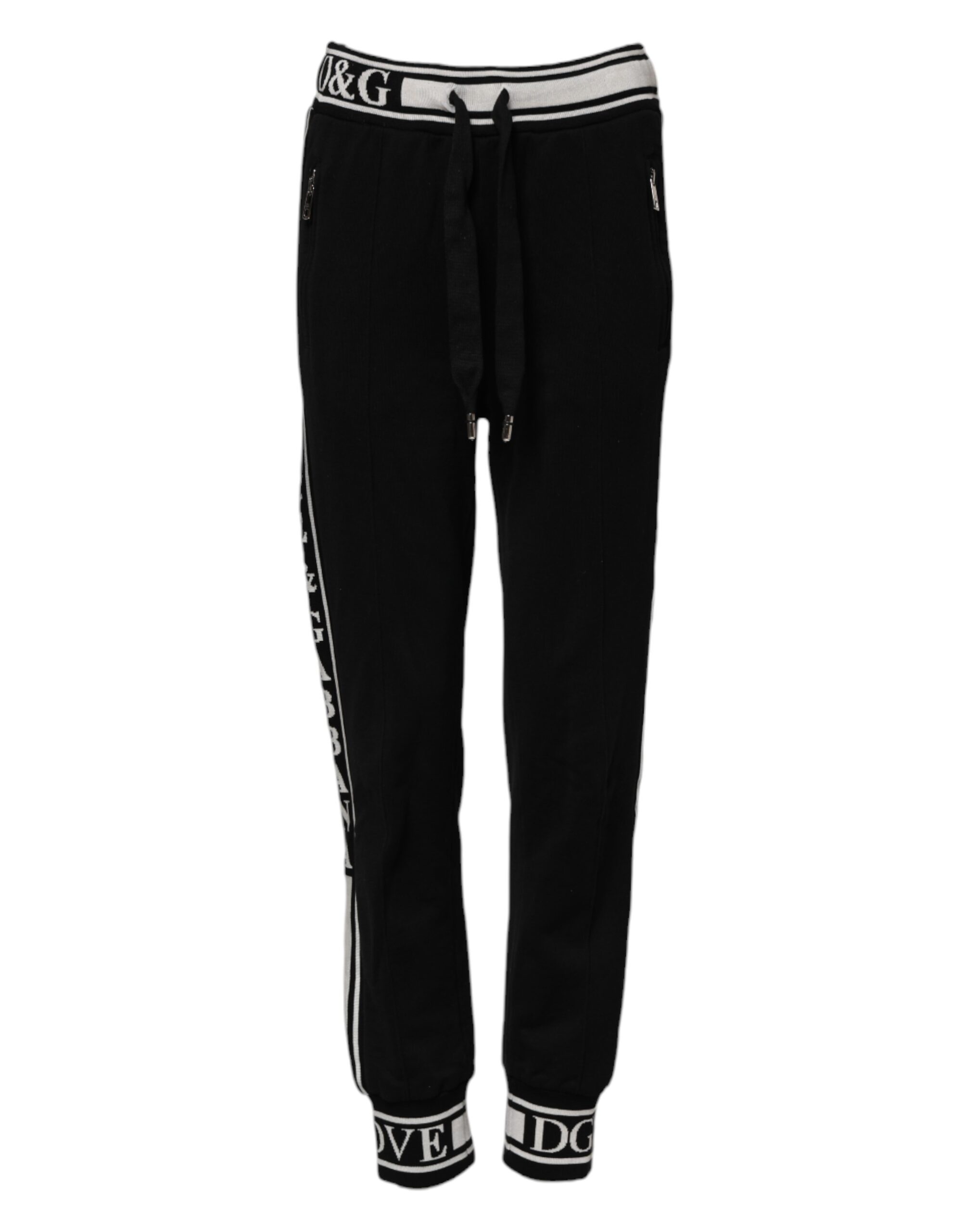 Dolce & Gabbana Black Cotton Jogger Logo Waist Pants - Image 2