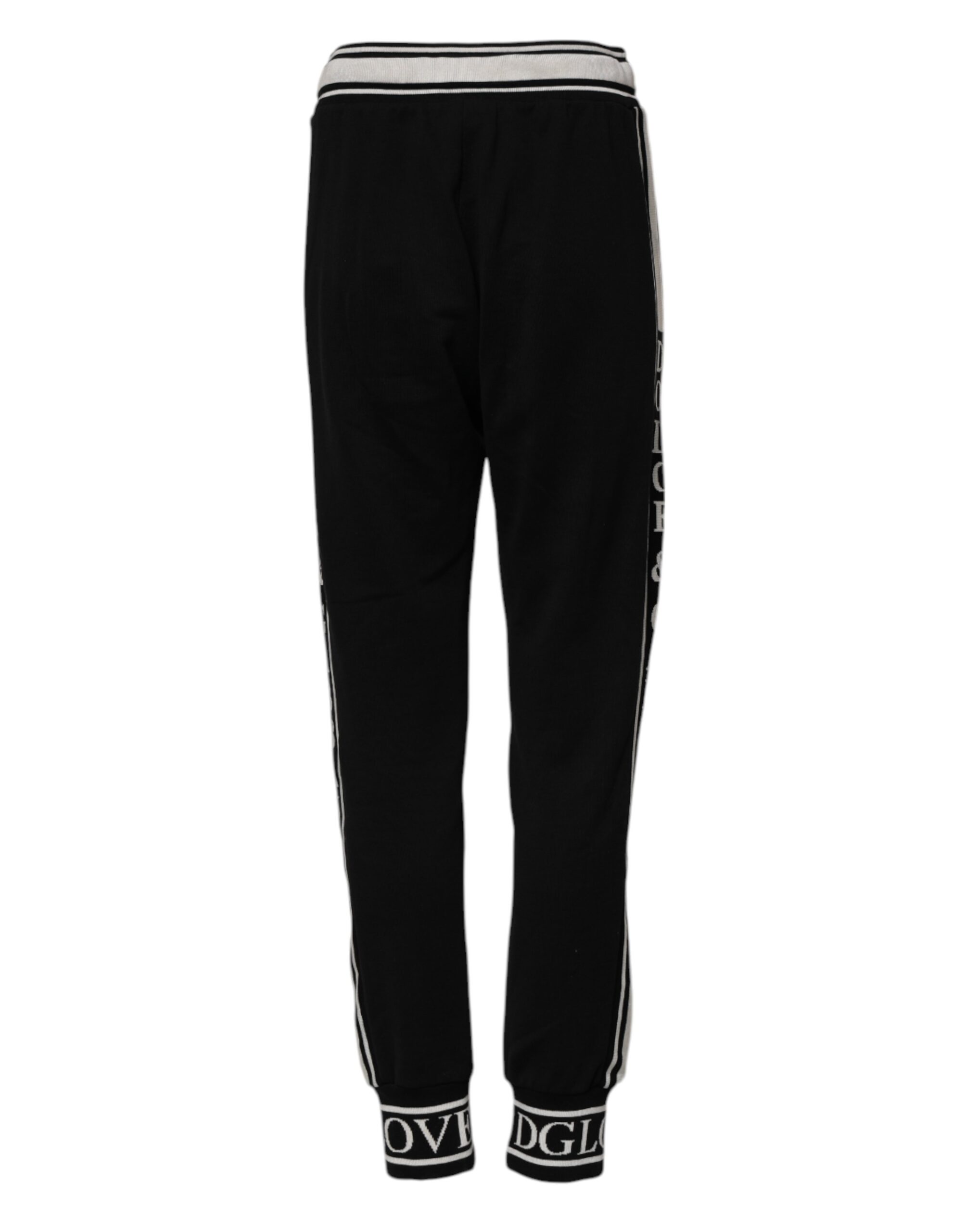 Dolce & Gabbana Black Cotton Jogger Logo Waist Pants - Image 3