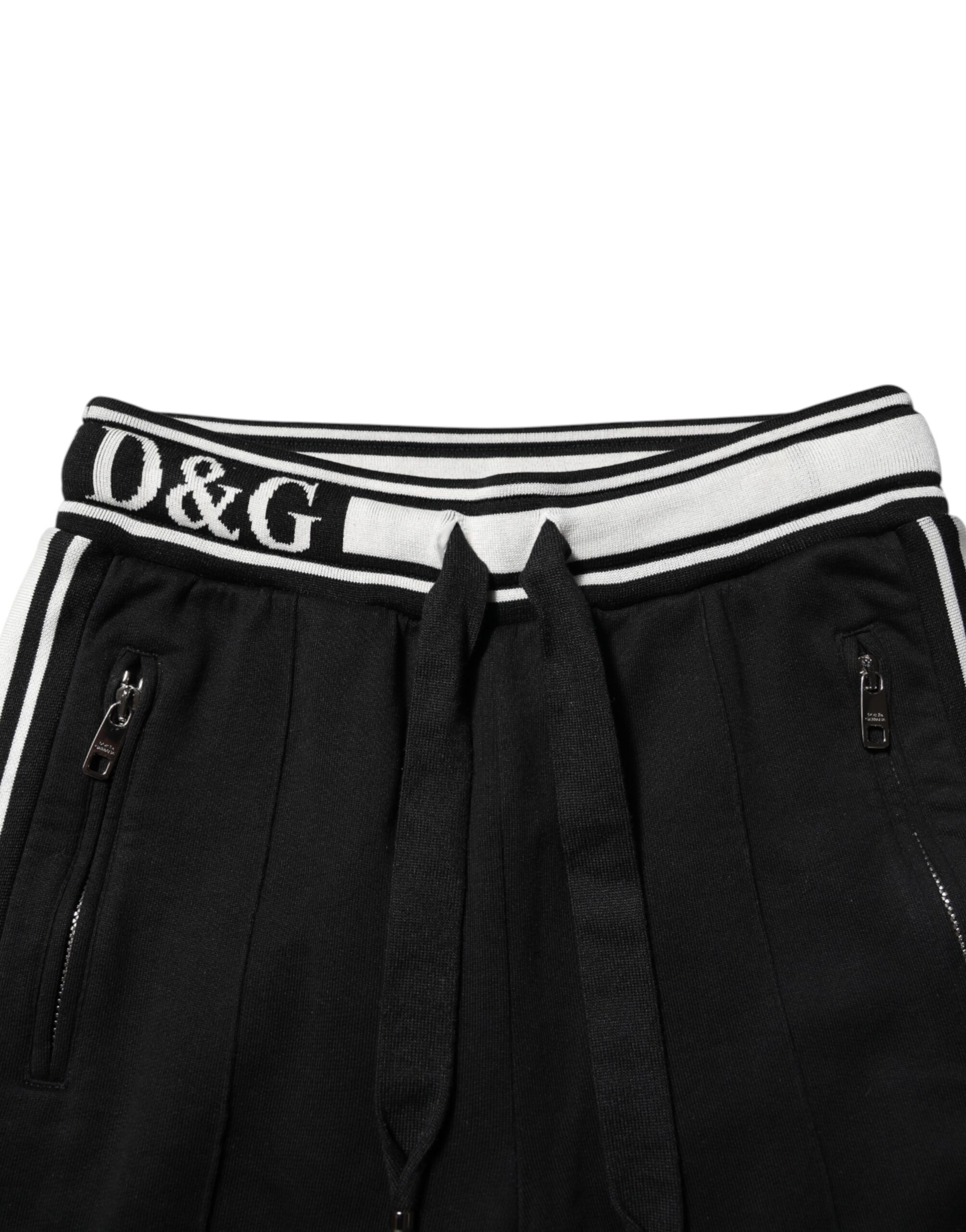 Dolce & Gabbana Black Cotton Jogger Logo Waist Pants - Image 4