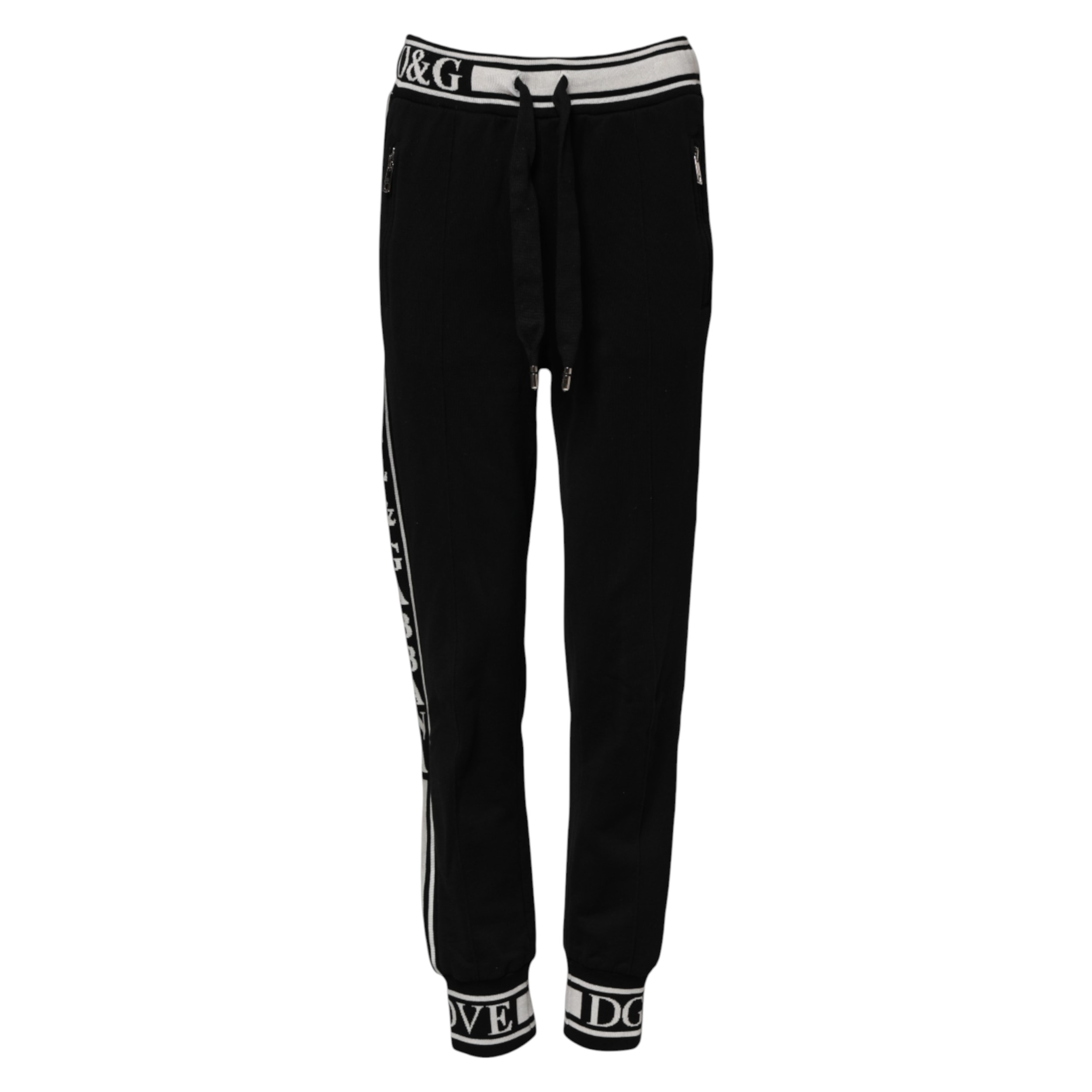 Dolce & Gabbana Black Cotton Jogger Logo Waist Pants - Image 5