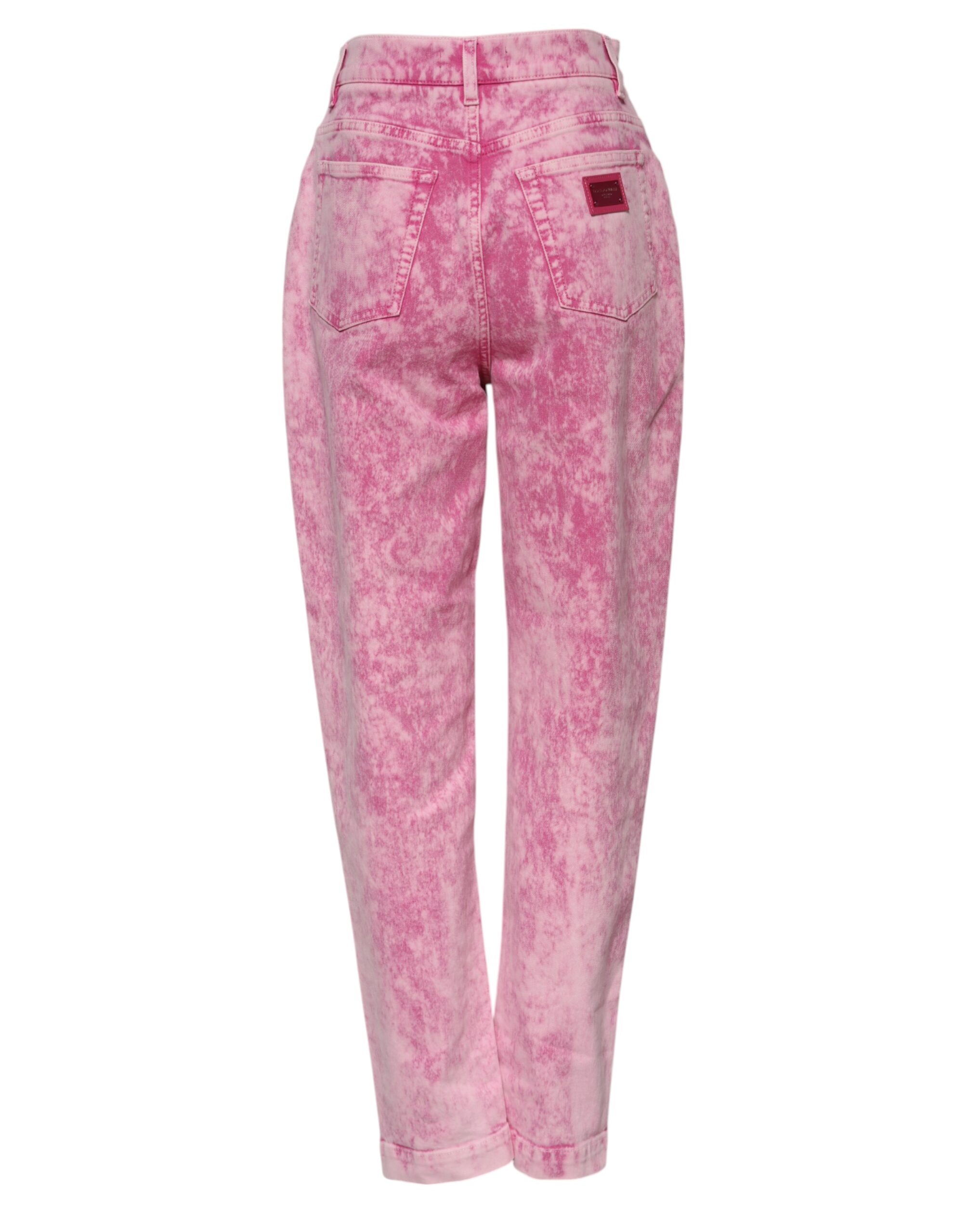 Dolce & Gabbana Pink Tie Dye High Waist Tapered Denim Jeans - Image 3