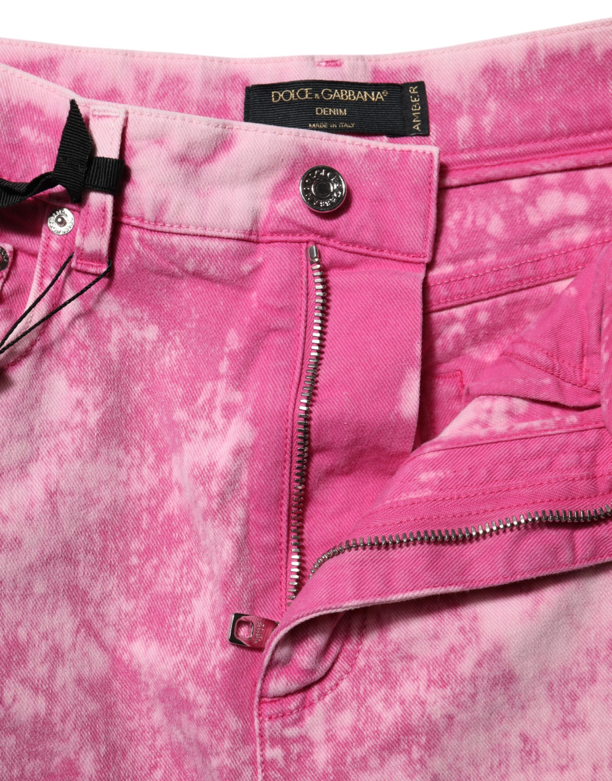 Dolce & Gabbana Pink Tie Dye High Waist Tapered Denim Jeans - Image 4