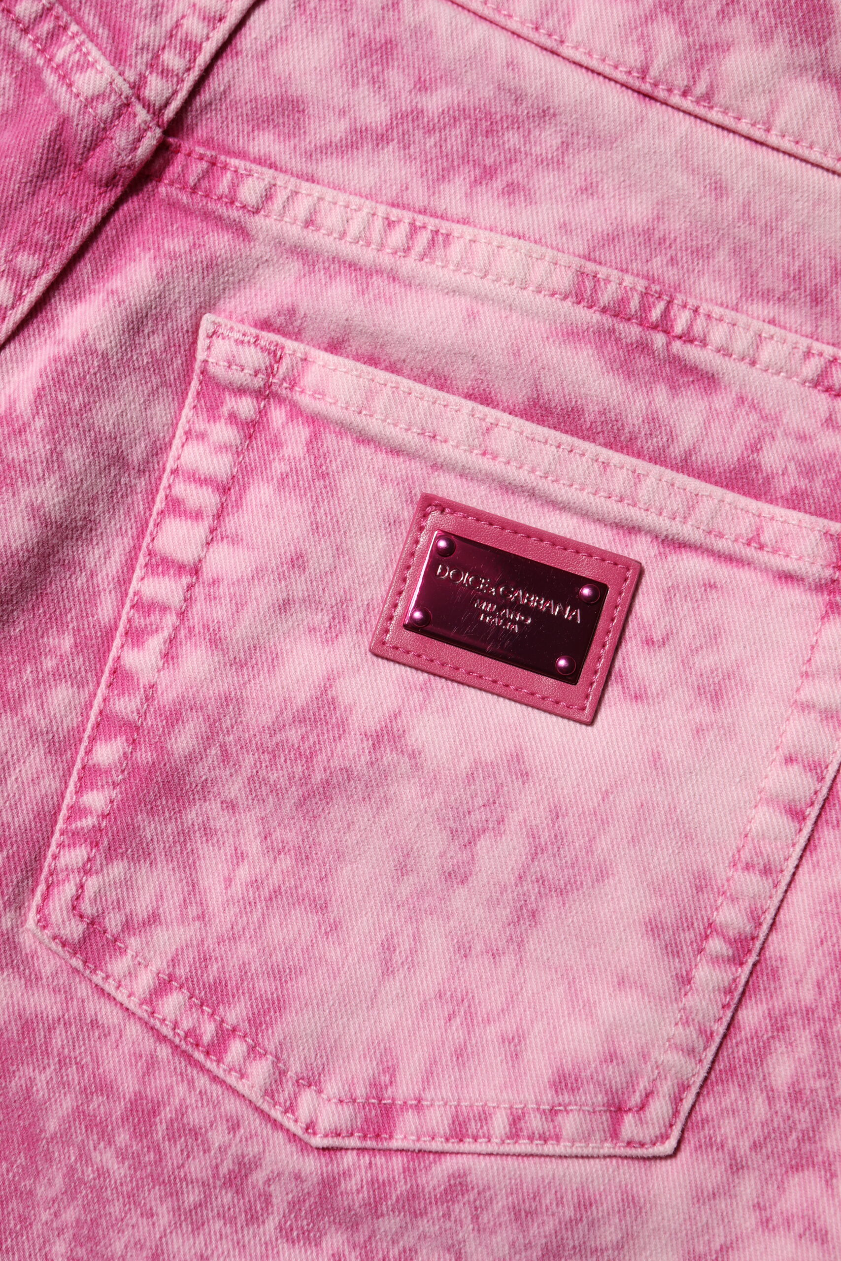 Dolce & Gabbana Pink Tie Dye High Waist Tapered Denim Jeans - Image 5