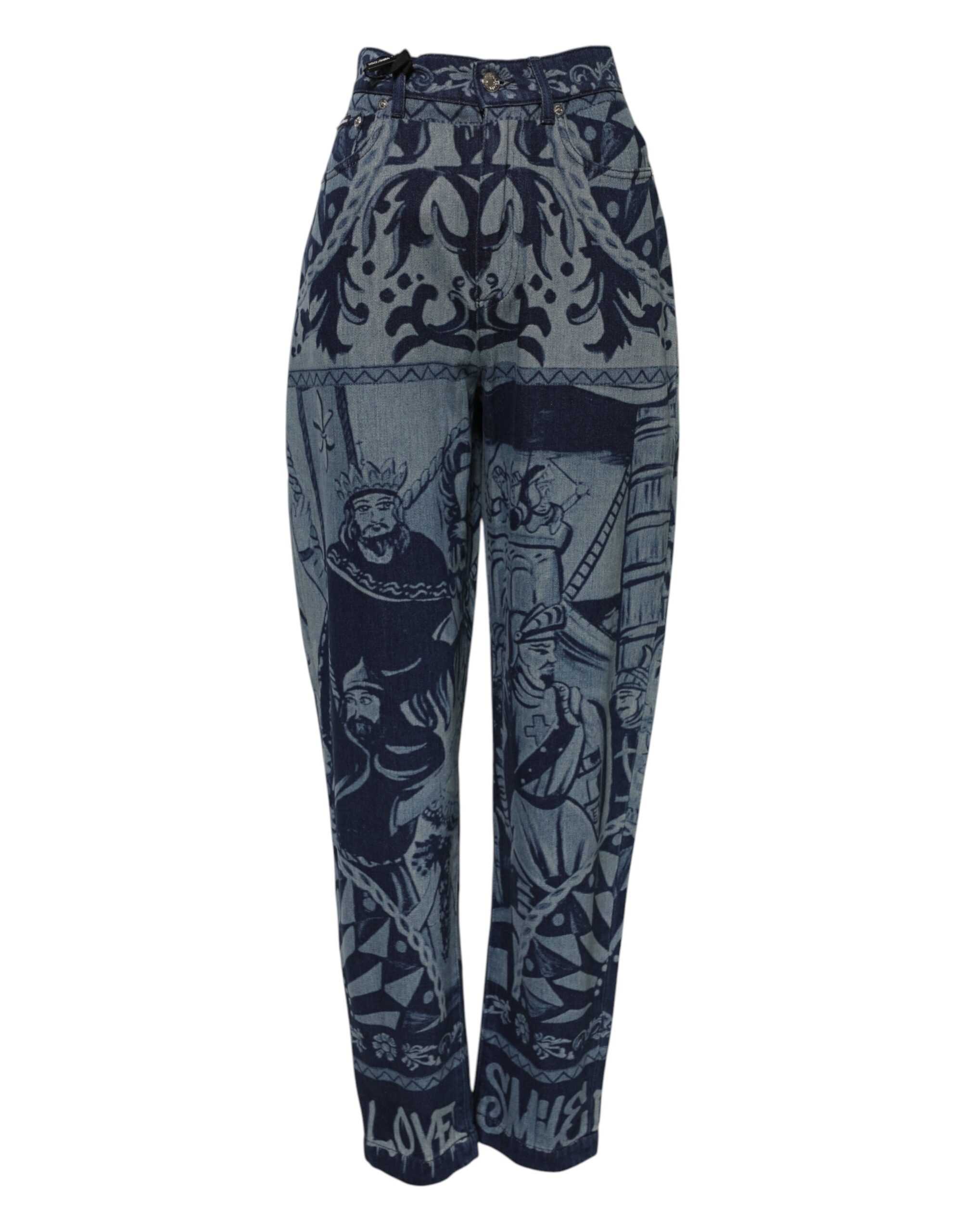 Dolce & Gabbana Blue Graphic Print Tapered Denim Jeans - Image 2