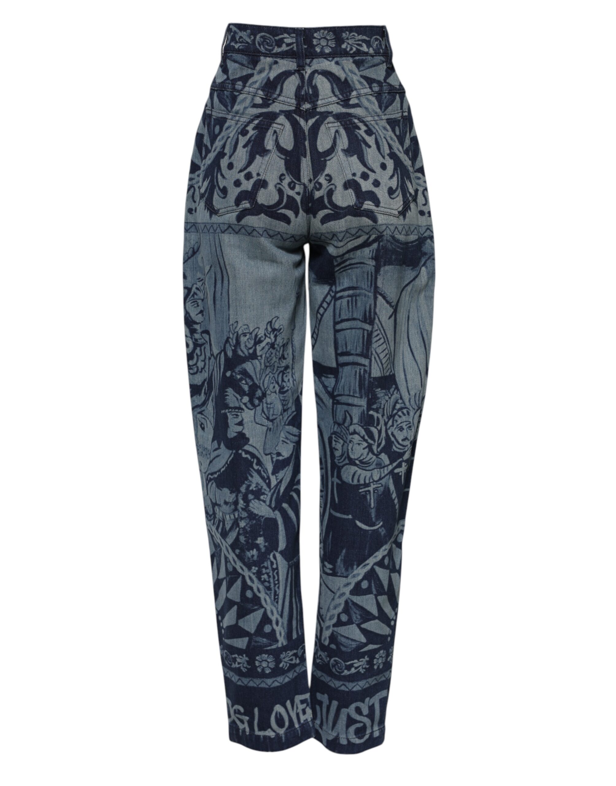 Dolce & Gabbana Blue Graphic Print Tapered Denim Jeans - Image 3