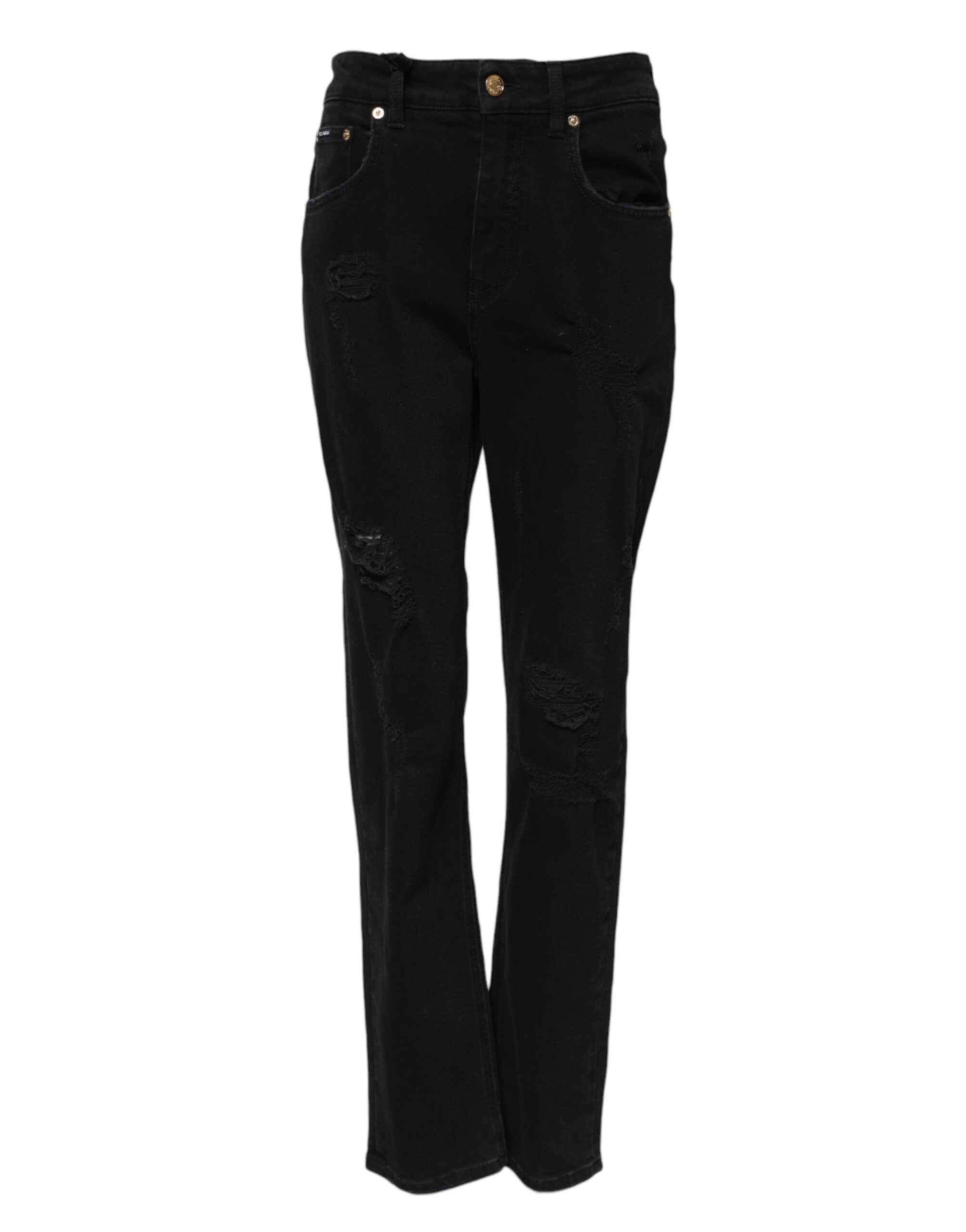 Dolce & Gabbana Black Boyfriend Cotton Flared Denim Jeans - Image 2