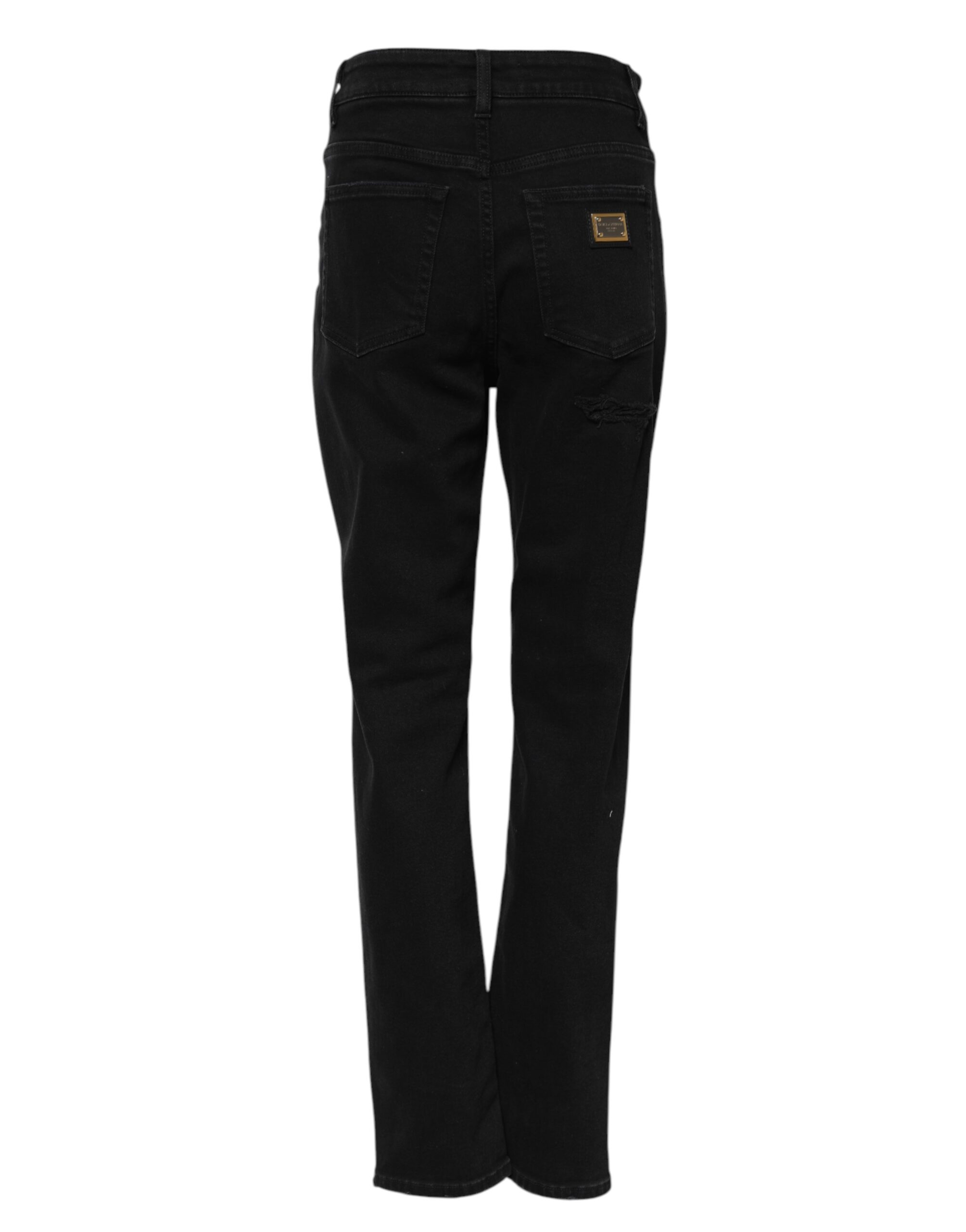 Dolce & Gabbana Black Boyfriend Cotton Flared Denim Jeans - Image 3