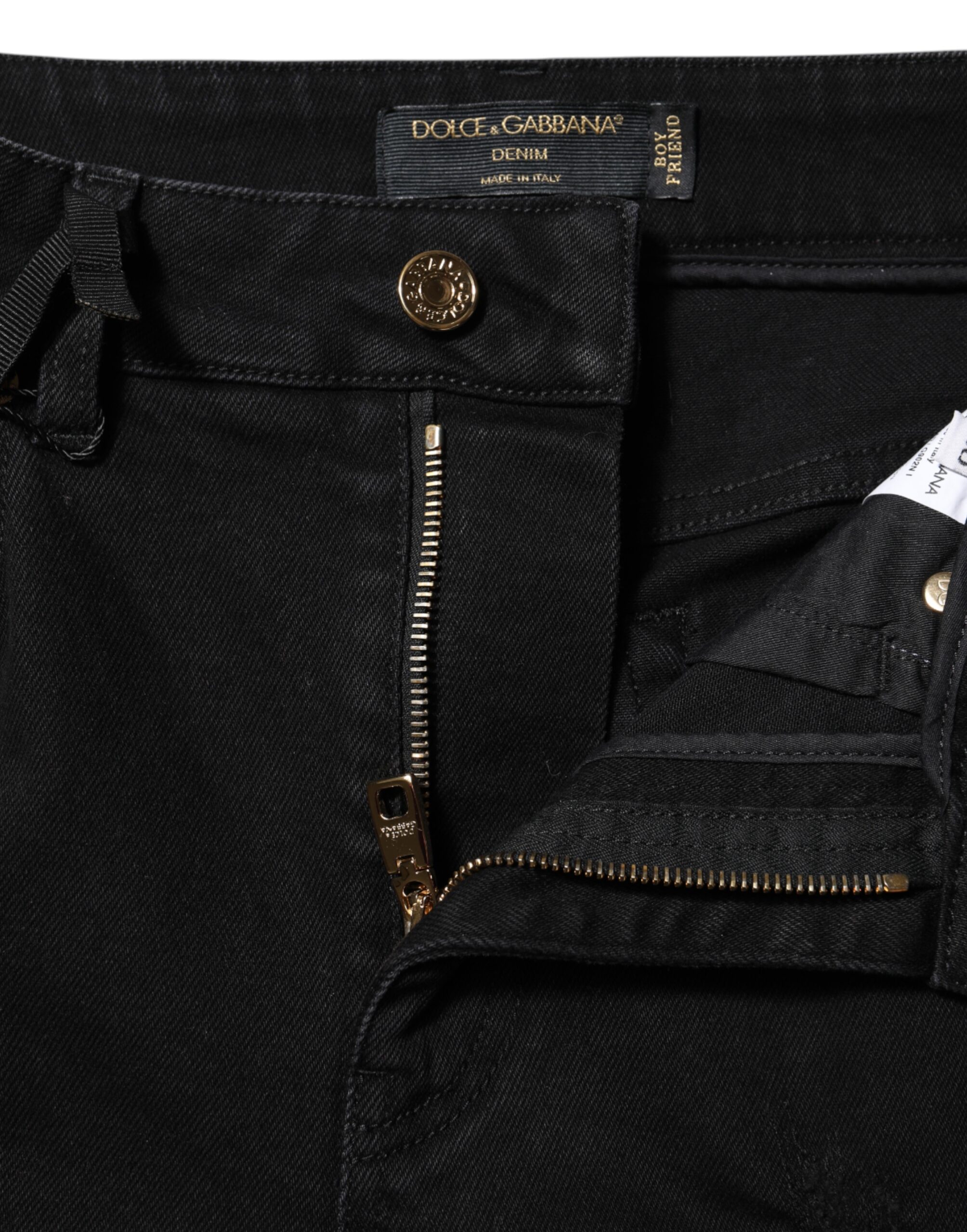 Dolce & Gabbana Black Boyfriend Cotton Flared Denim Jeans - Image 4