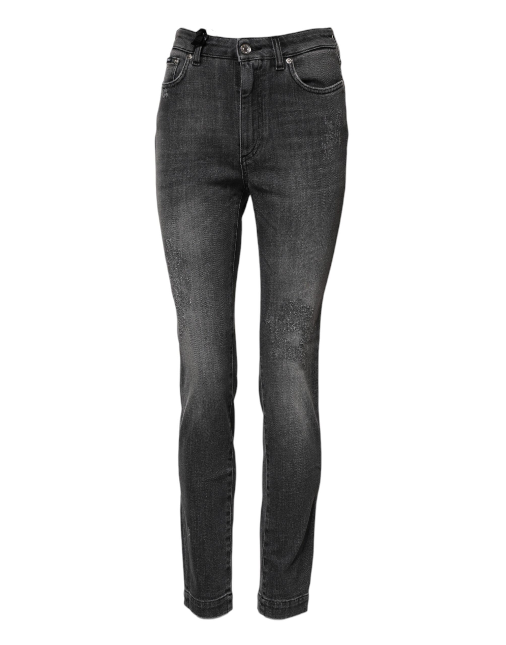 Dolce & Gabbana Dark Gray AUDREY Cotton Skinny Denim Jeans - Image 2