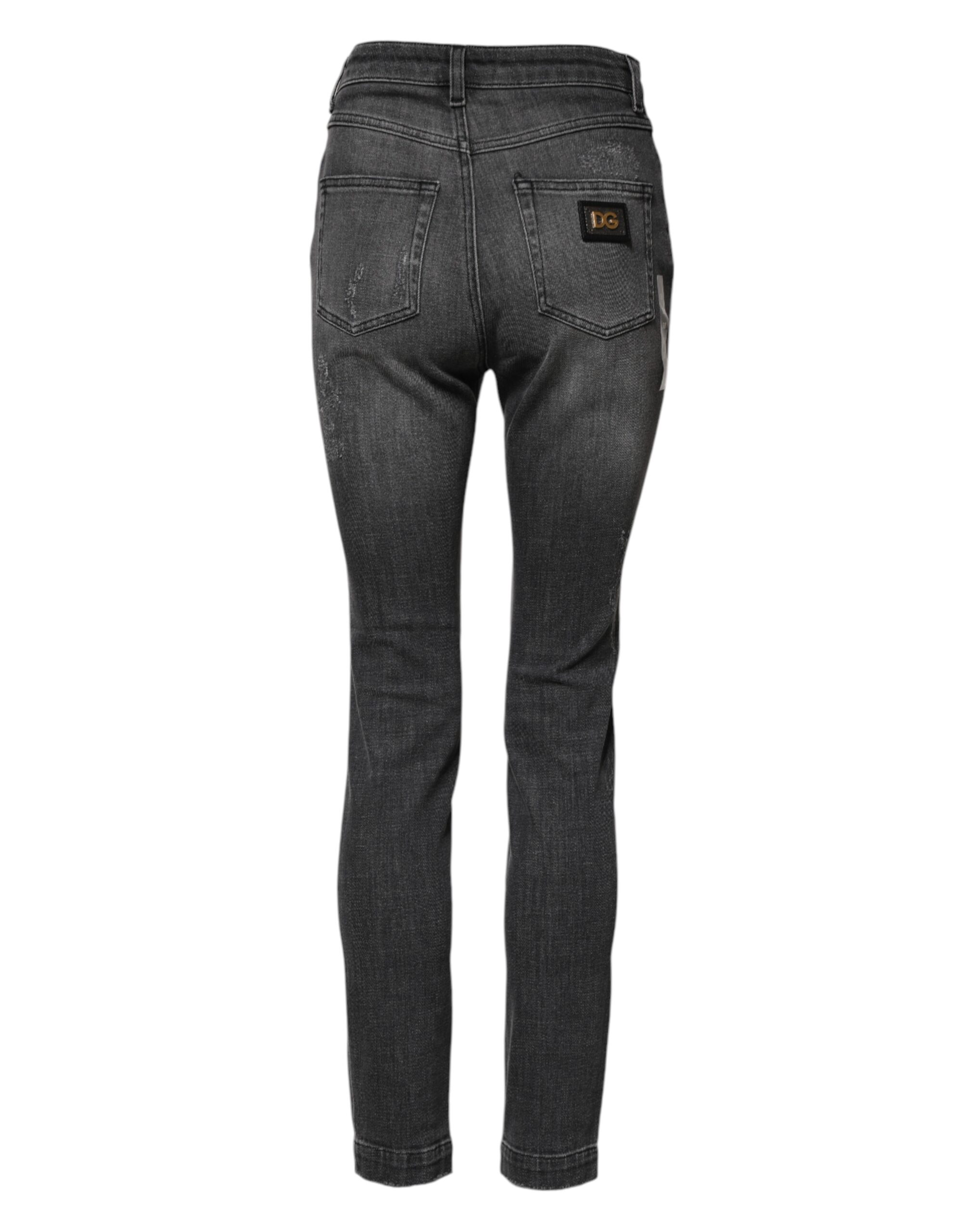 Dolce & Gabbana Dark Gray AUDREY Cotton Skinny Denim Jeans - Image 3