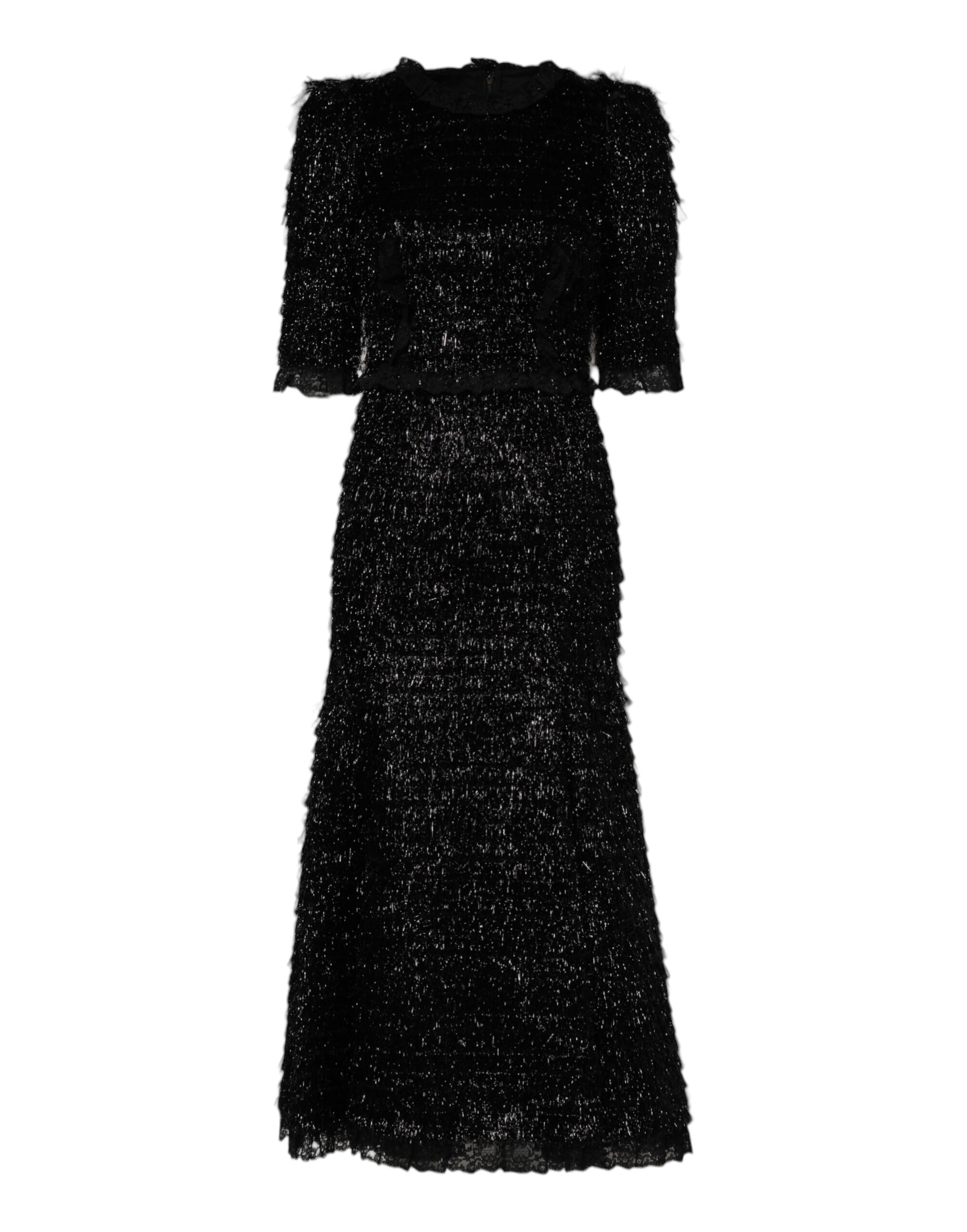 Dolce & Gabbana Metallic Black Polyester A-line Midi Dress - Image 2