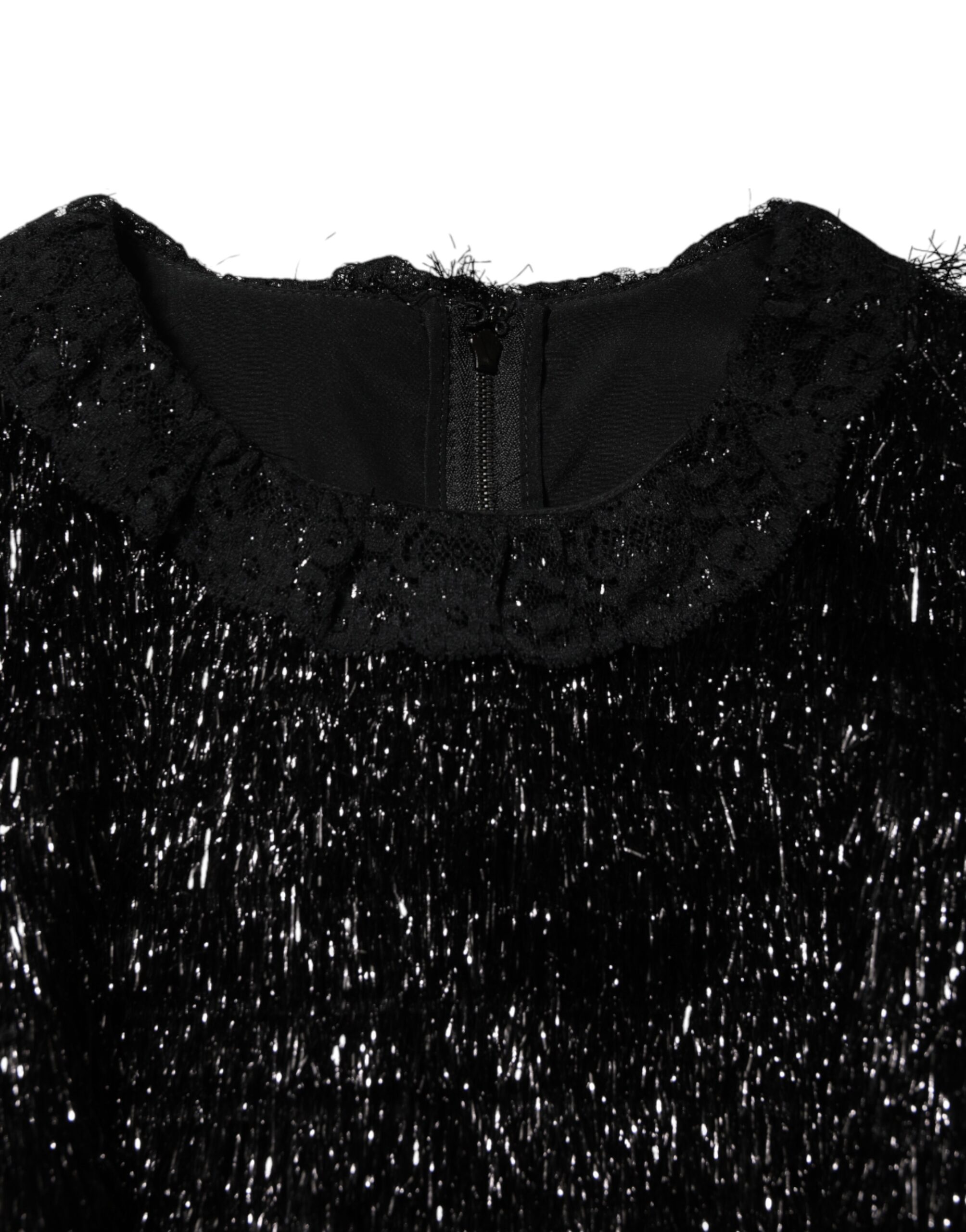 Dolce & Gabbana Metallic Black Polyester A-line Midi Dress - Image 4