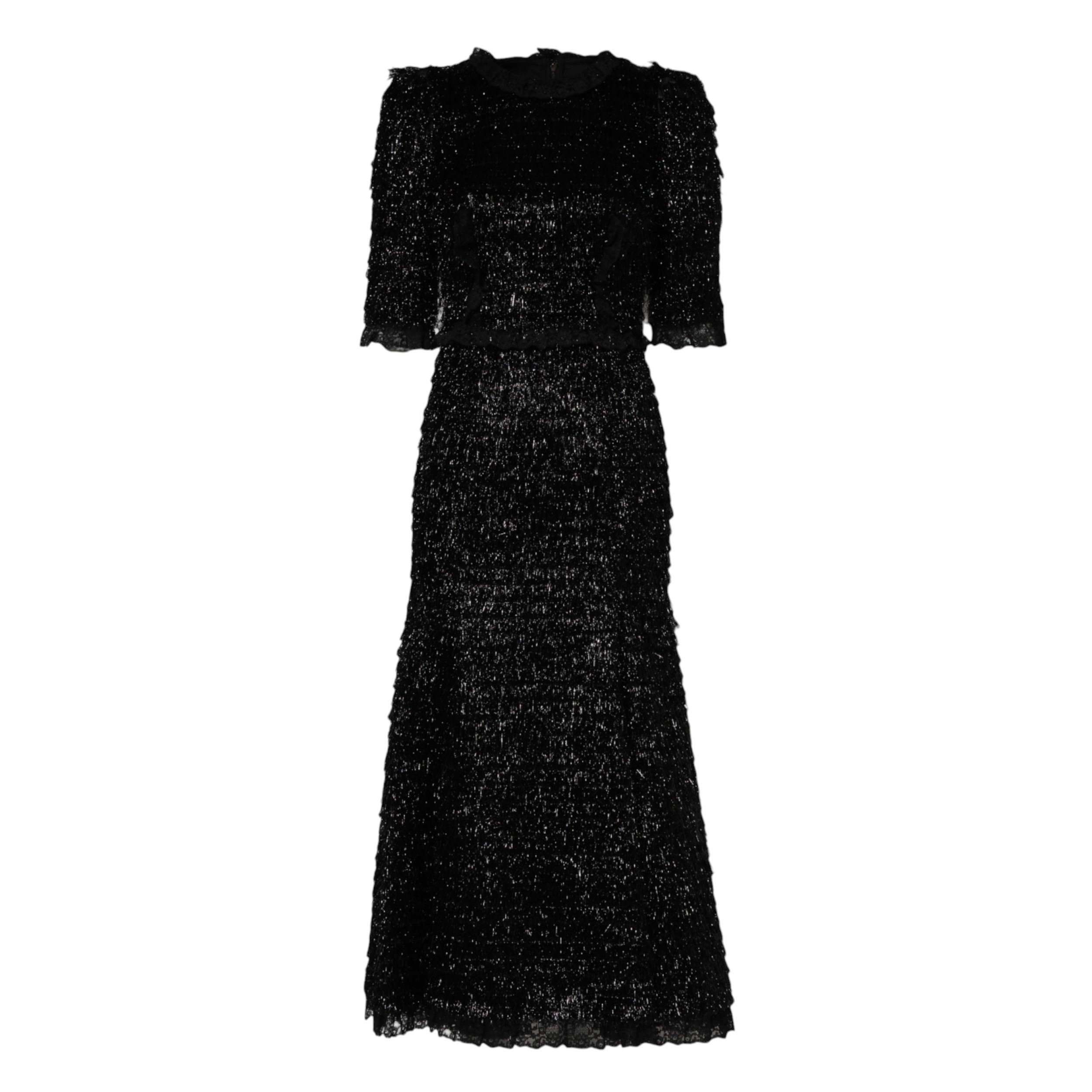Dolce & Gabbana Metallic Black Polyester A-line Midi Dress - Image 5