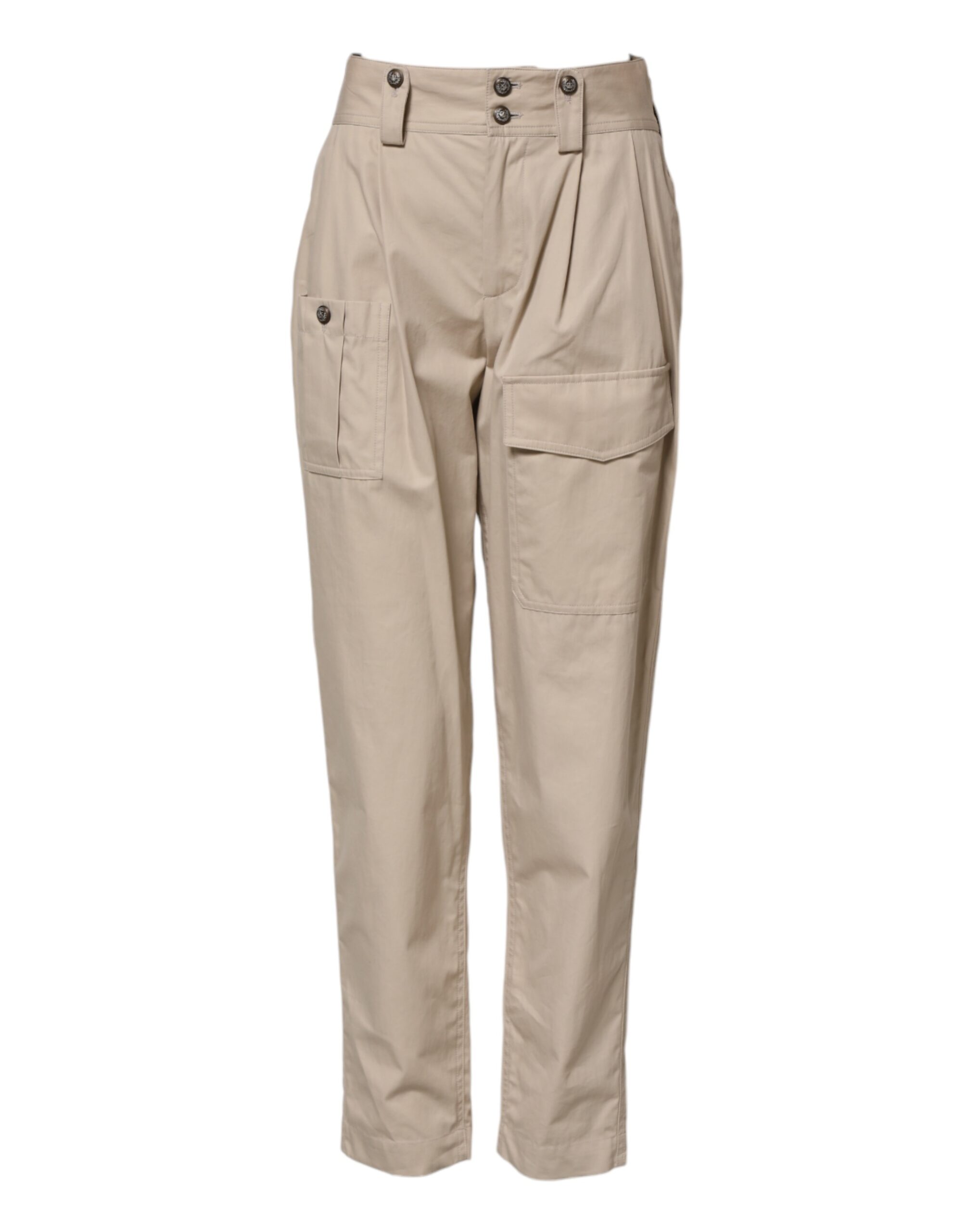 Dolce & Gabbana Beige Cotton High Waisted Pants - Image 2