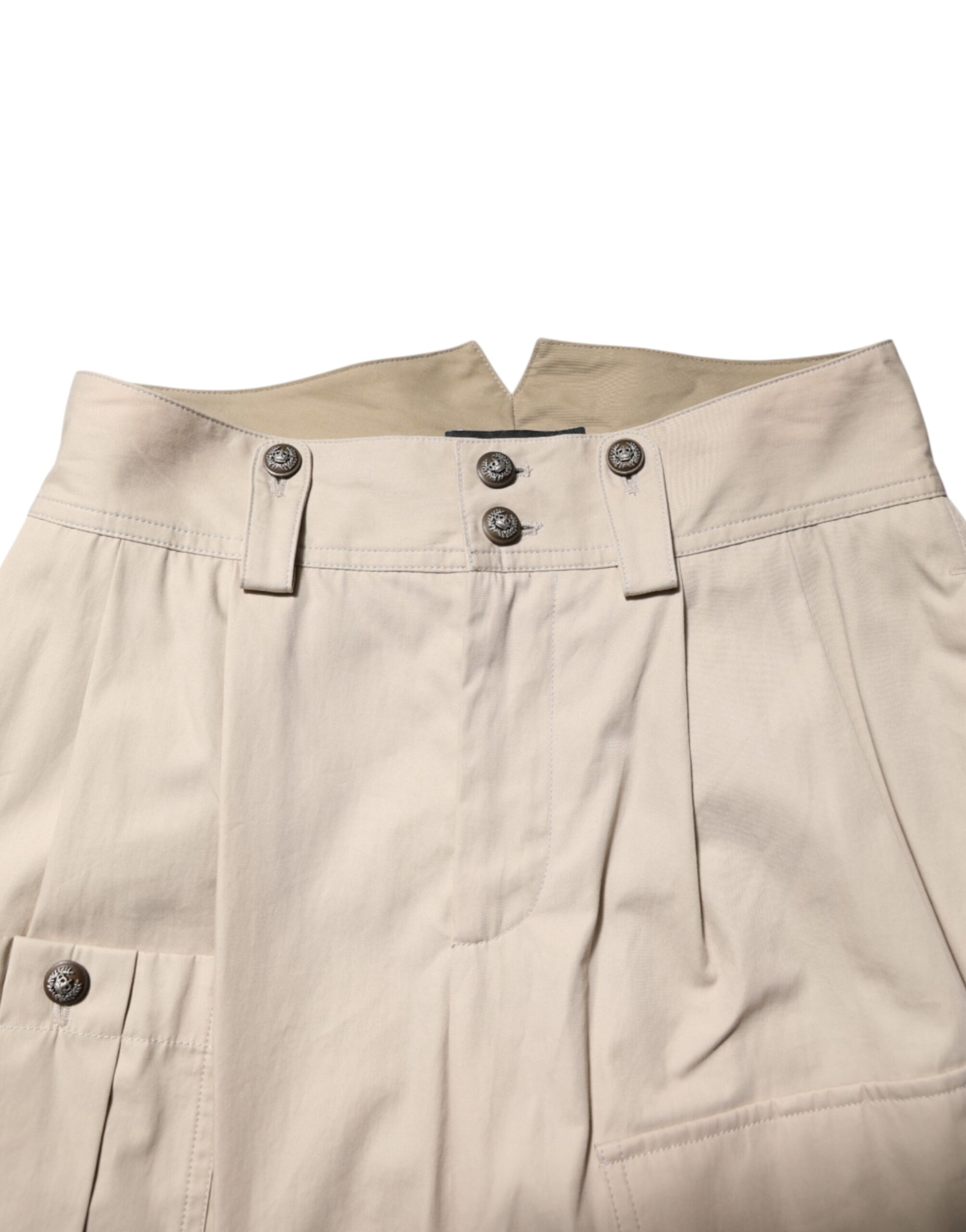 Dolce & Gabbana Beige Cotton High Waisted Pants - Image 4