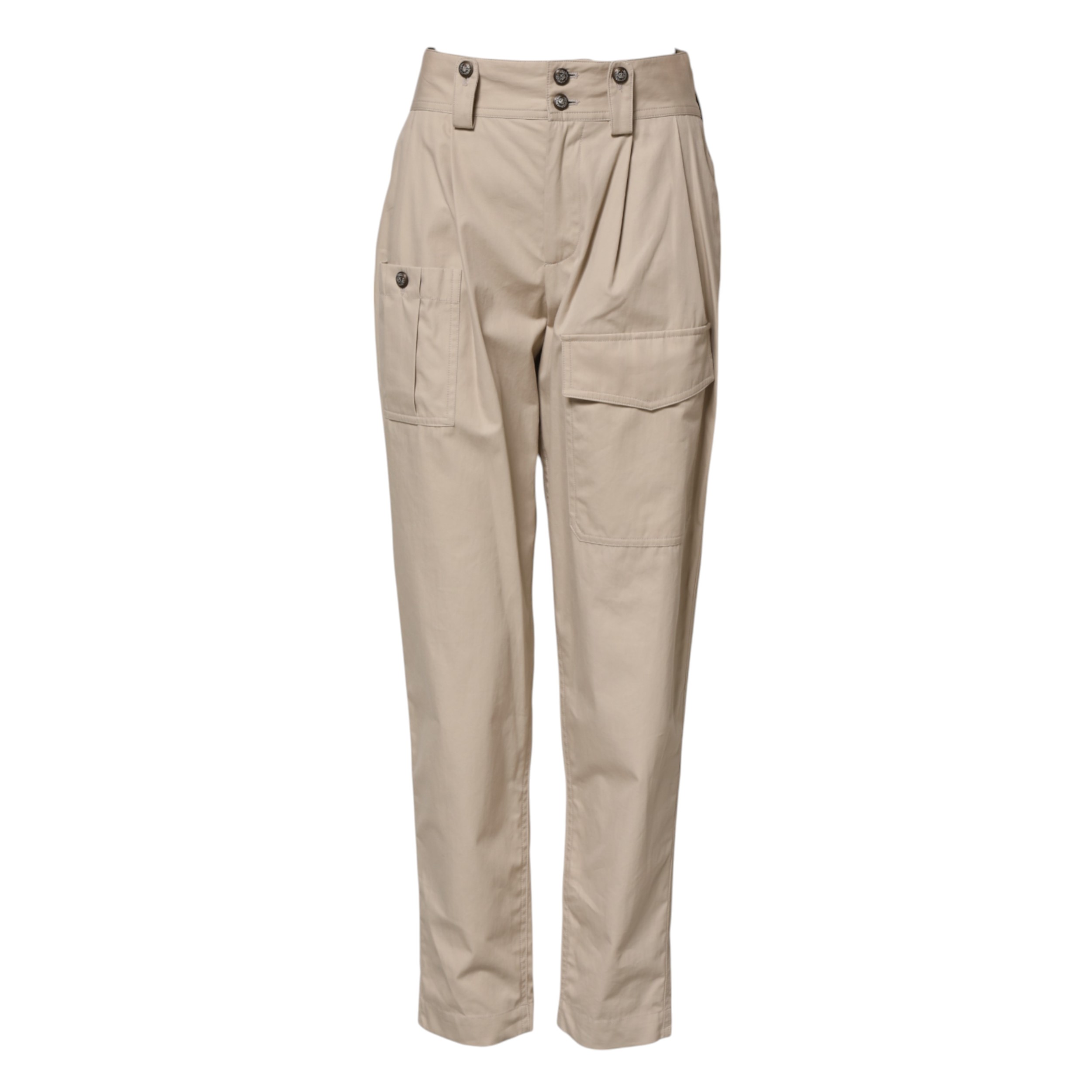 Dolce & Gabbana Beige Cotton High Waisted Pants - Image 5