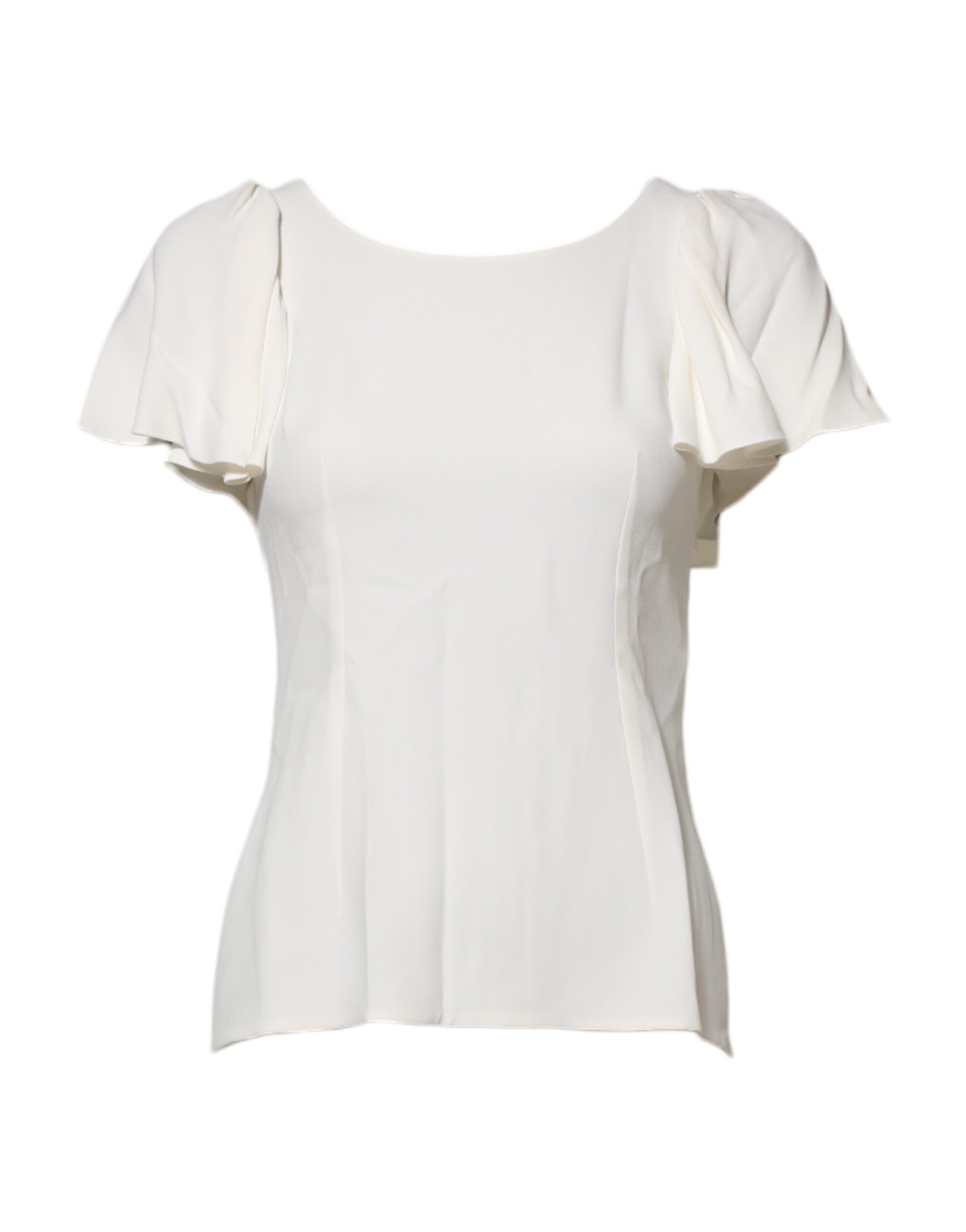 Dolce & Gabbana White Round Neck Short Sleeves Blouse Top - Image 2