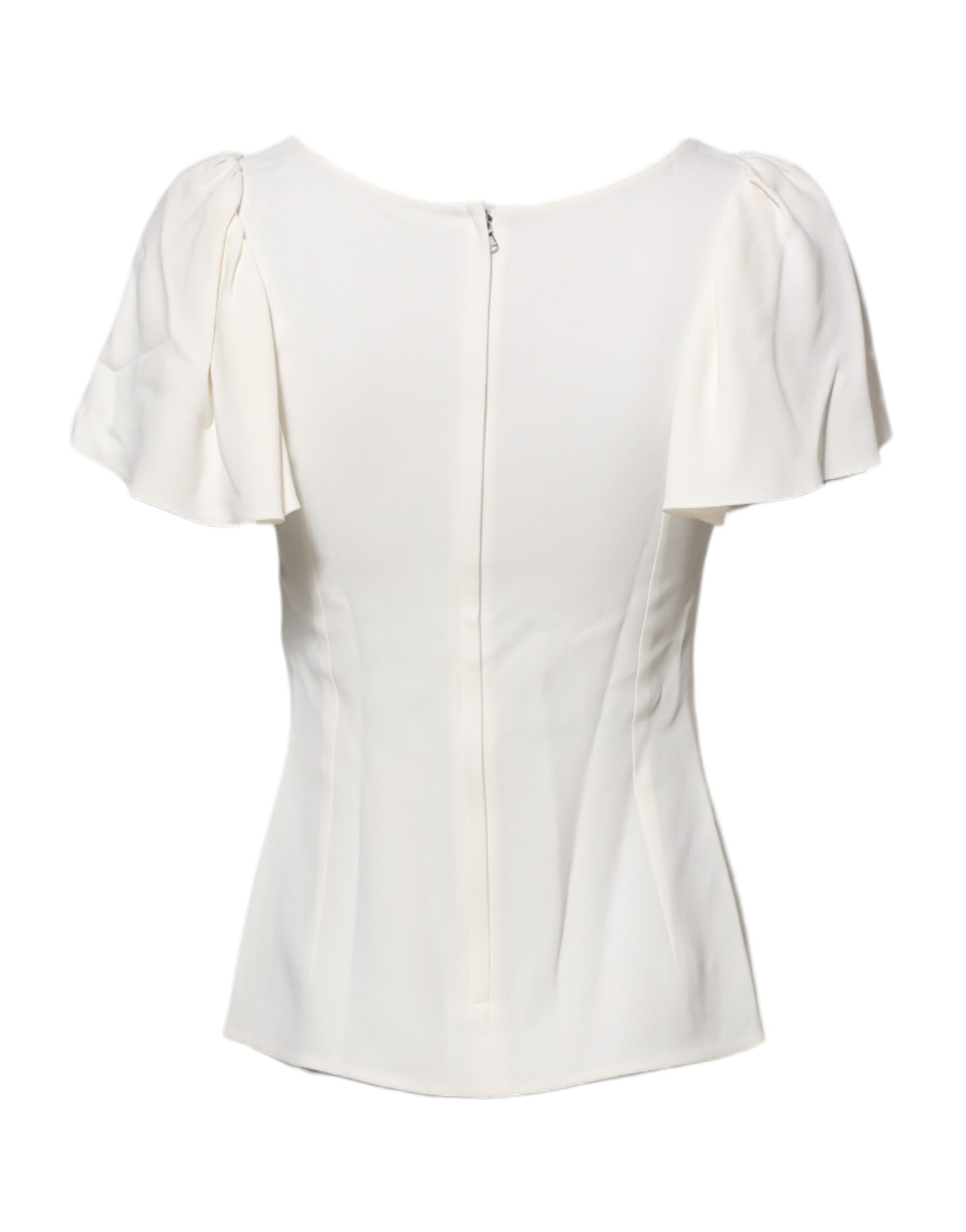 Dolce & Gabbana White Round Neck Short Sleeves Blouse Top - Image 3