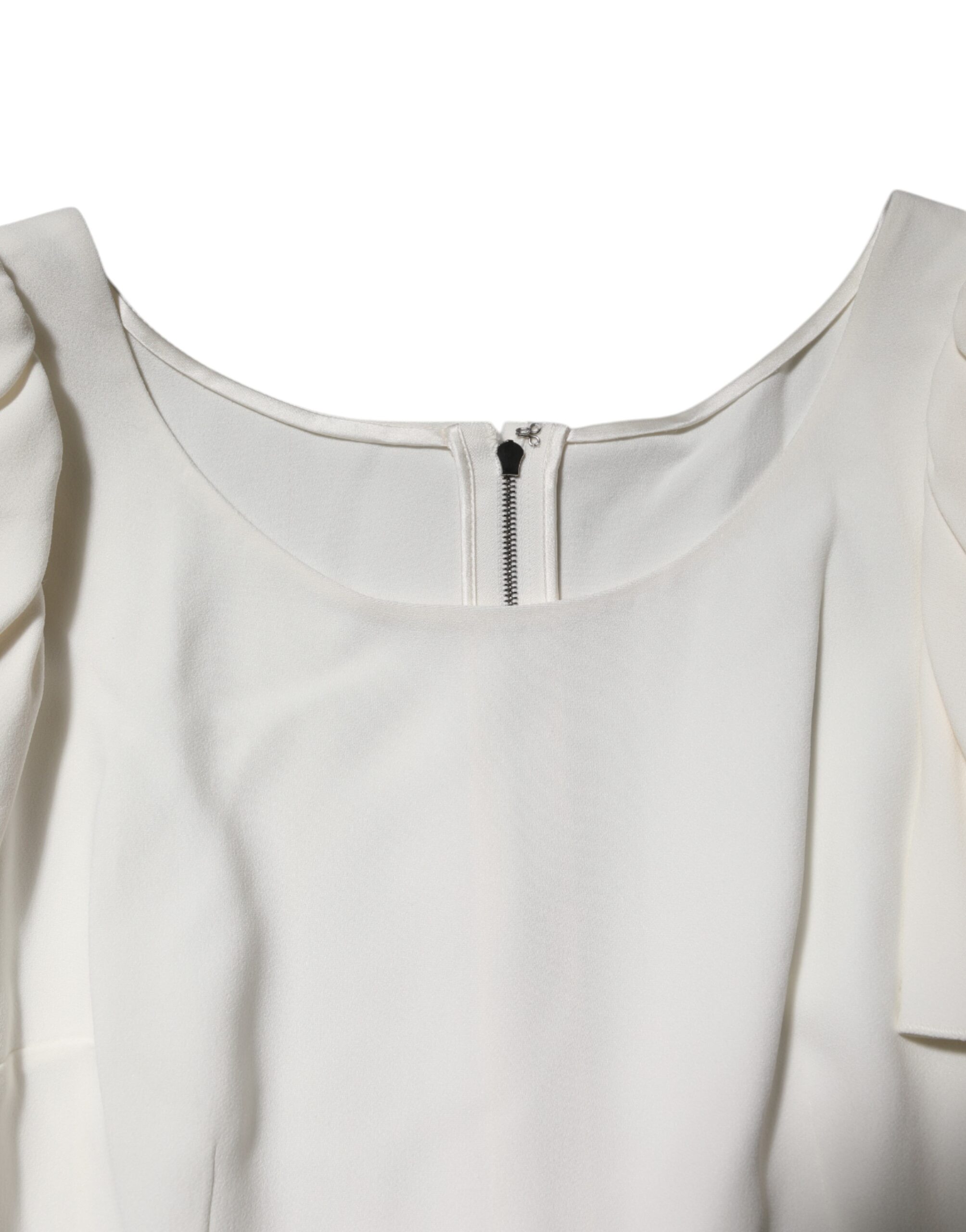 Dolce & Gabbana White Round Neck Short Sleeves Blouse Top - Image 4