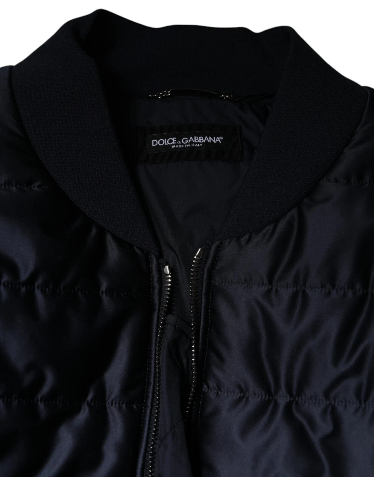 Dolce & Gabbana Dark Blue Quilted Full Zip Bomber Jacket - Image 6