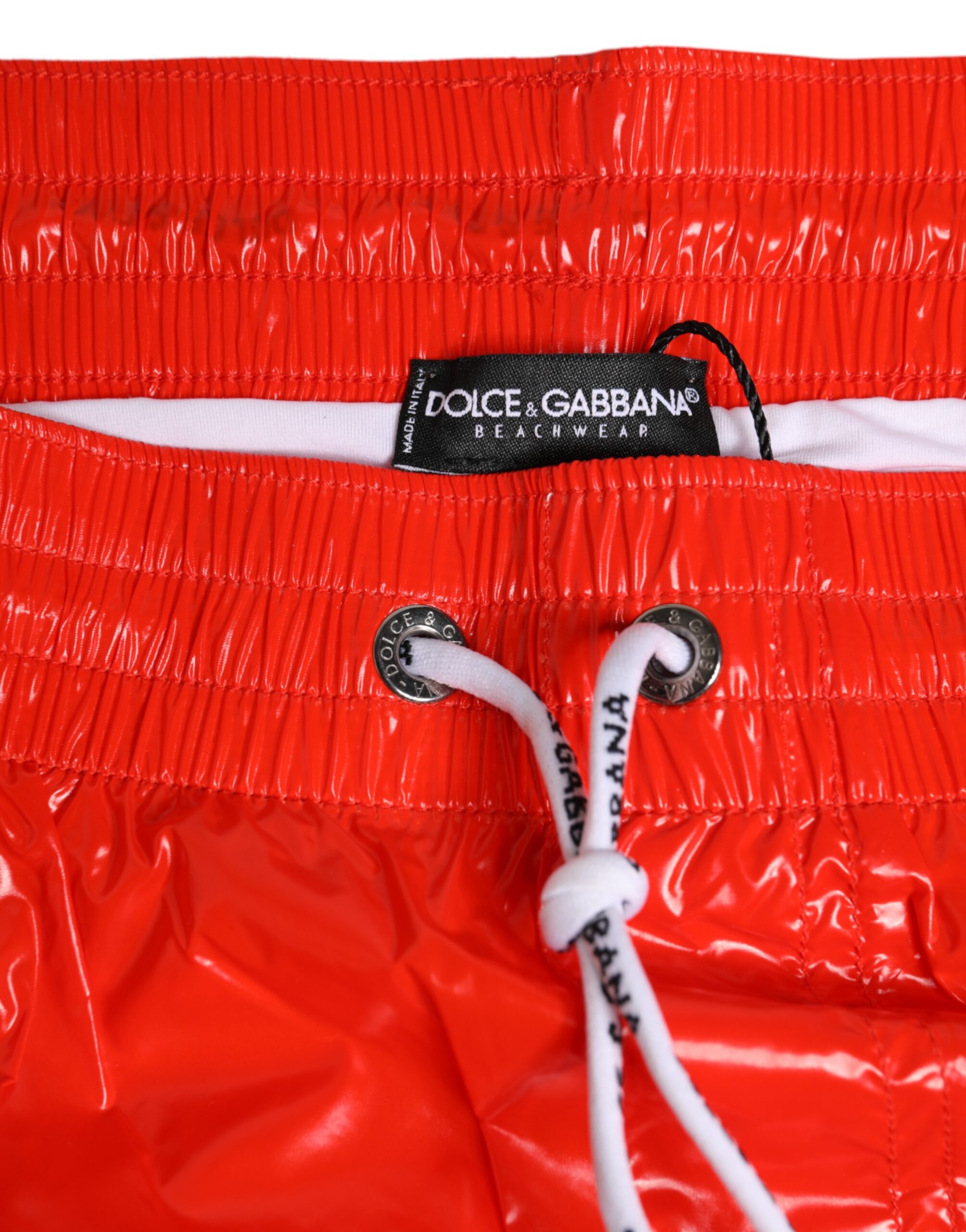 Dolce & Gabbana Red Nylon Drawstring Beachwear Shorts Swimwear - Image 4