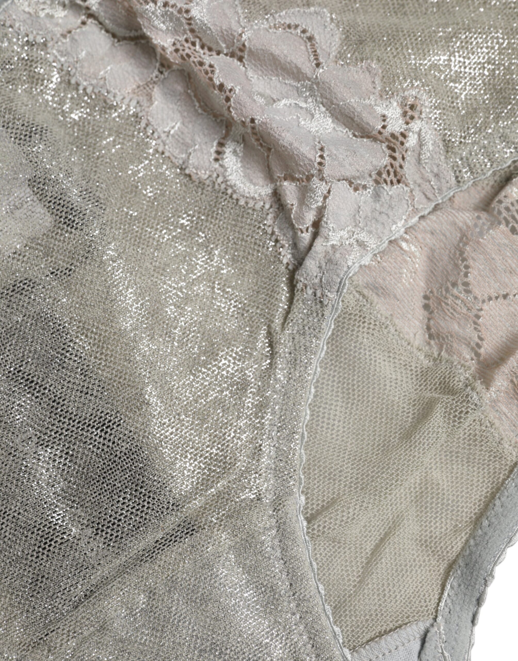 Dolce & Gabbana Gray Cotton Floral Lace High Waist Panty Underwear - Image 3