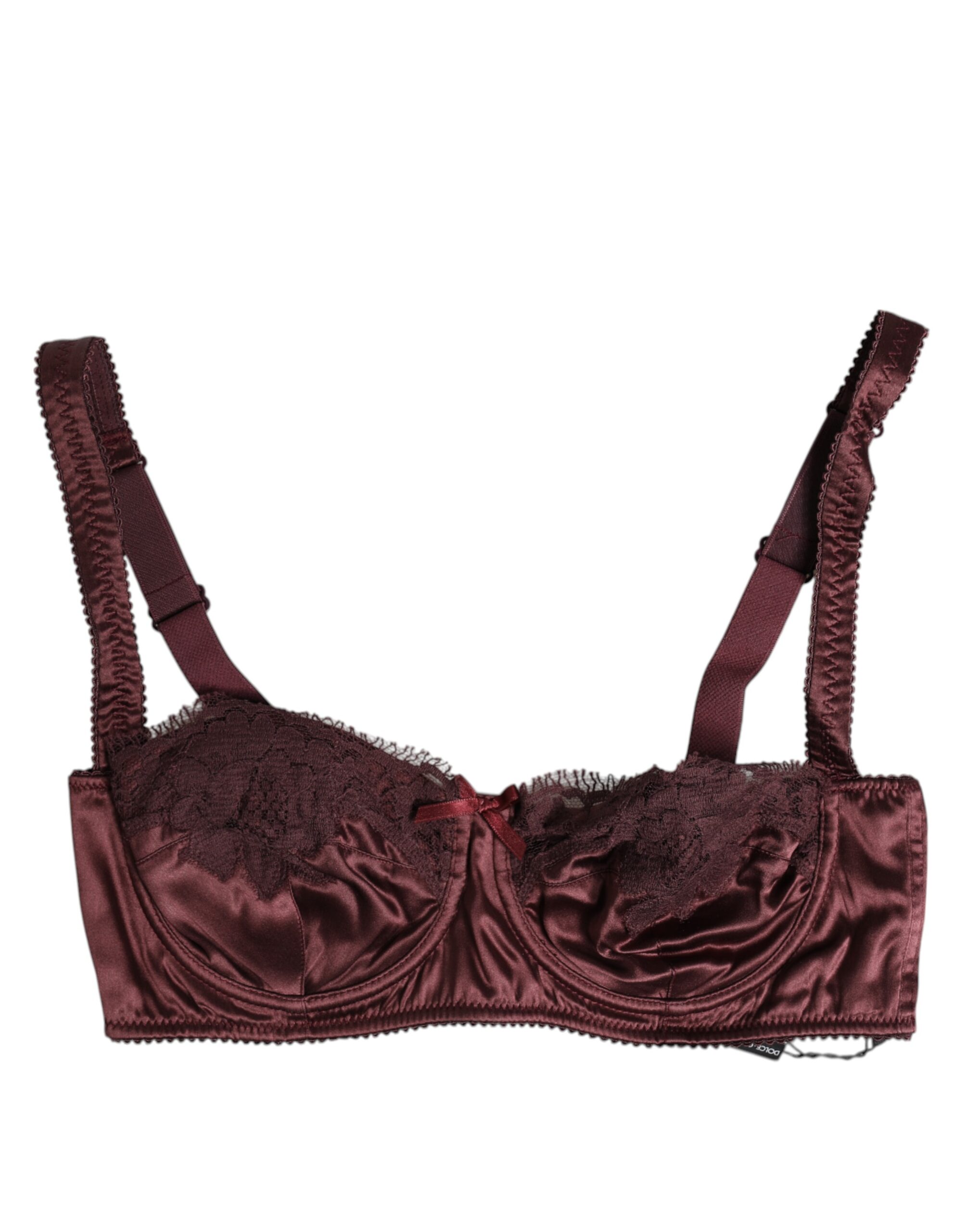 Dolce & Gabbana Burgundy Silk Underwired Balconette Bra Underwear - Image 2