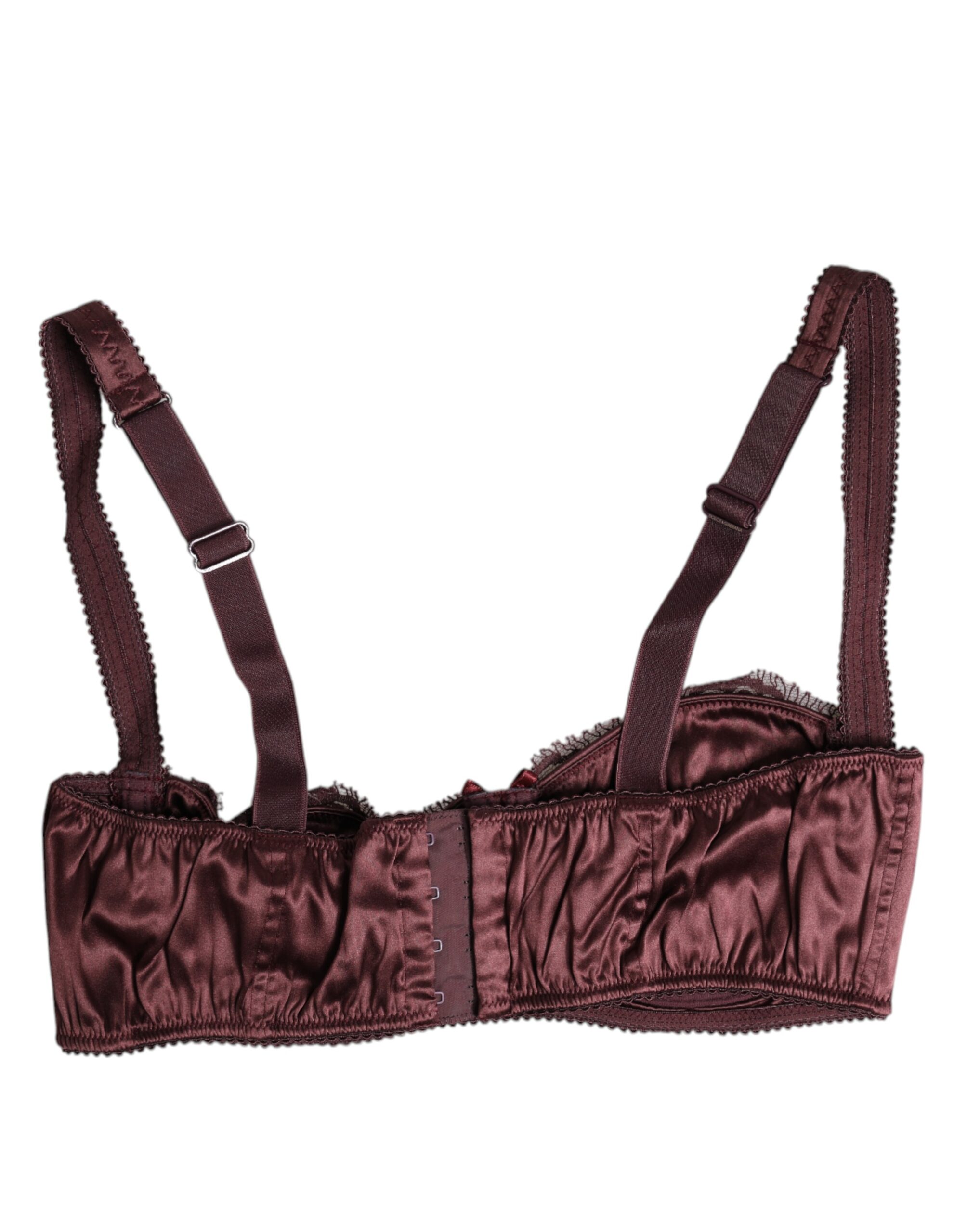 Dolce & Gabbana Burgundy Silk Underwired Balconette Bra Underwear - Image 4