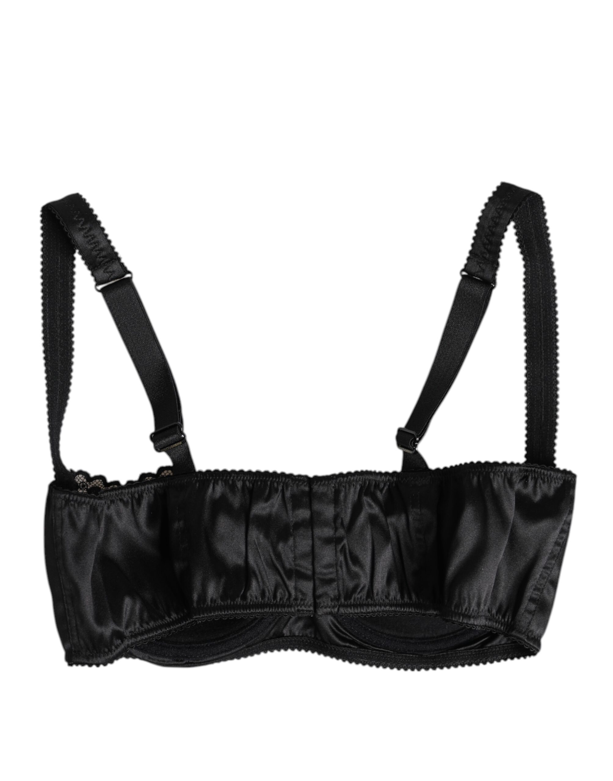 Dolce & Gabbana Black Silk Underwired Balconette Bra Underwear - Image 4