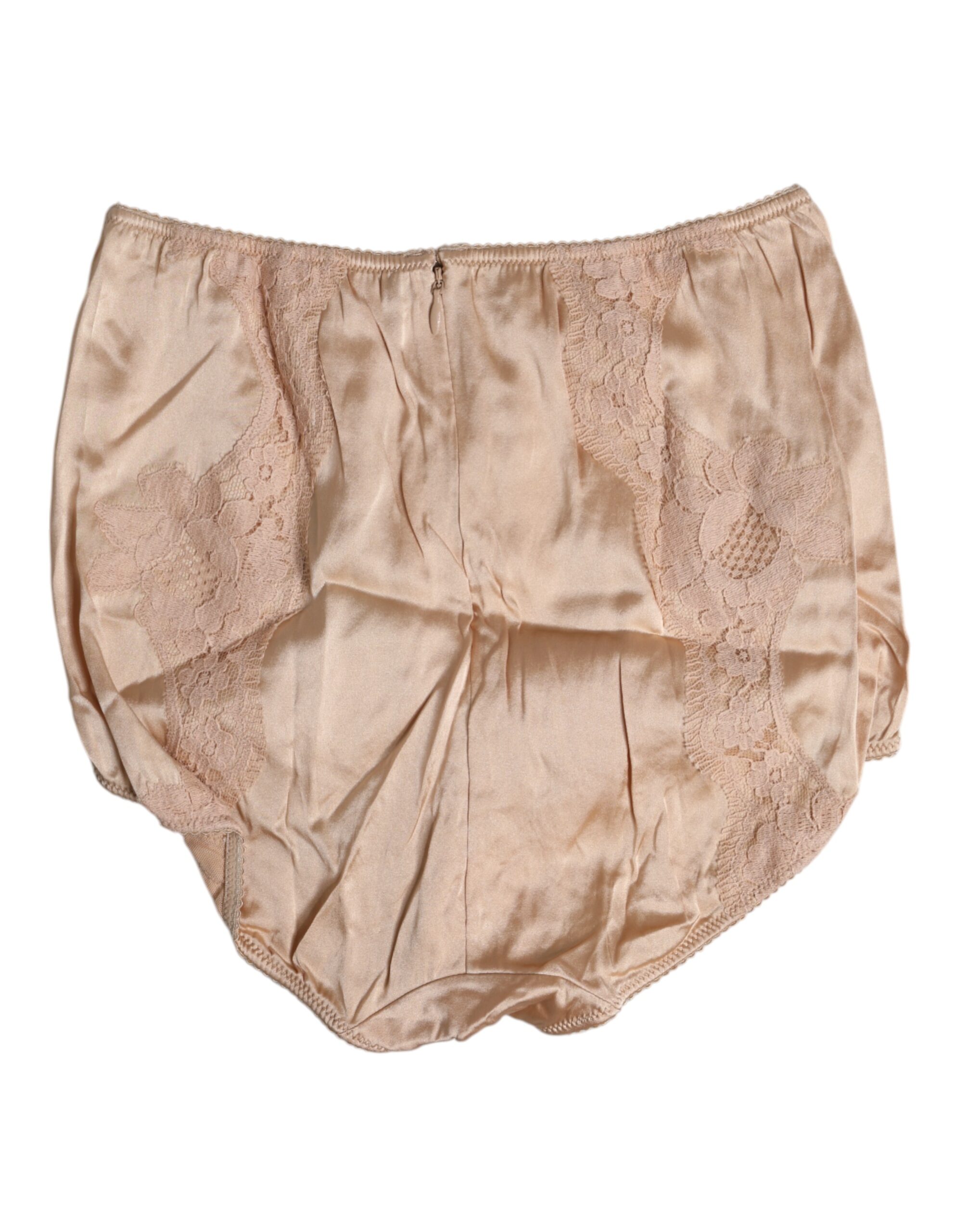 Dolce & Gabbana Beige Silk Lace High Waist Bikini Panty Underwear - Image 4