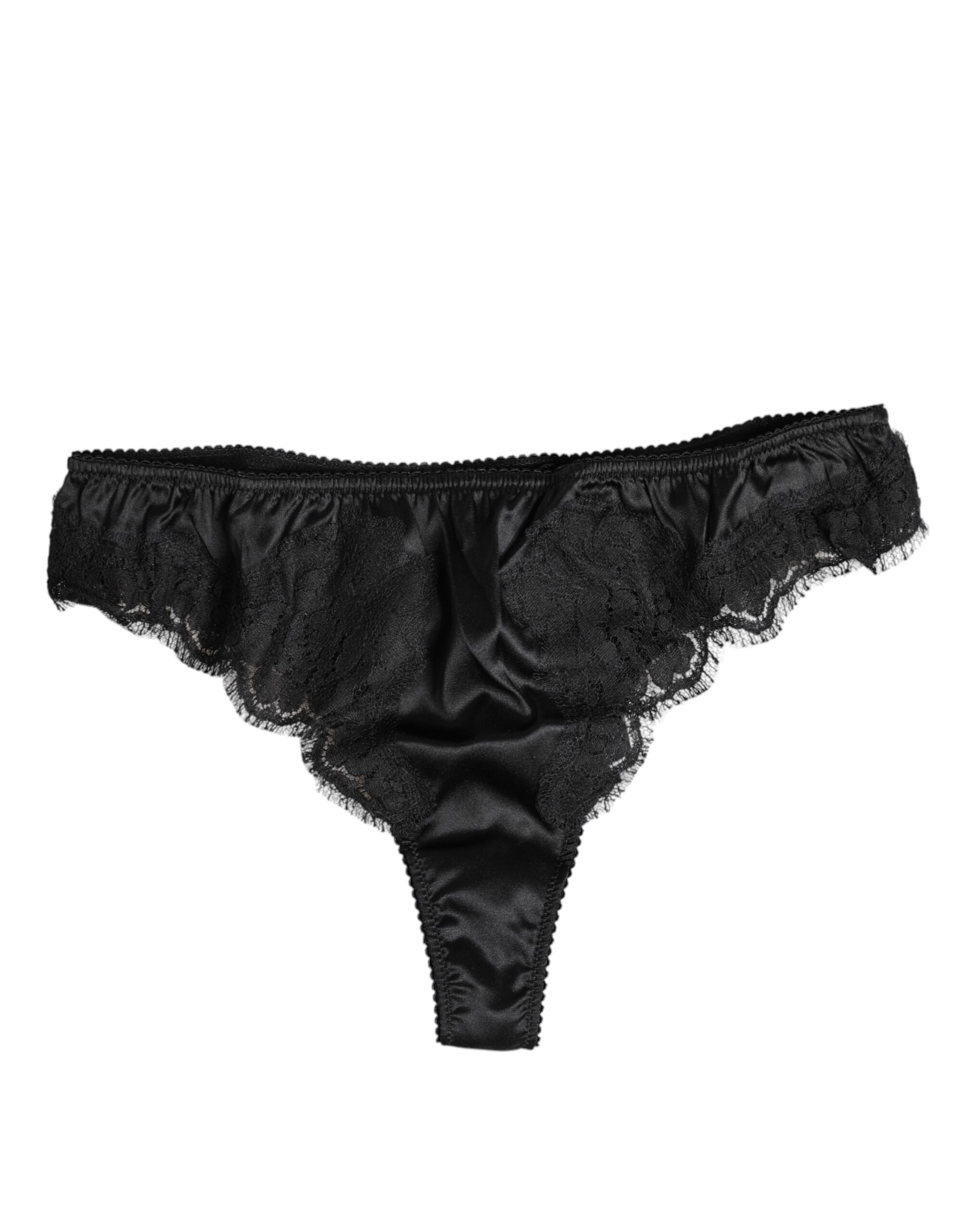 Dolce & Gabbana Black Silk Lace Stretch Bikini Panty Underwear - Image 2