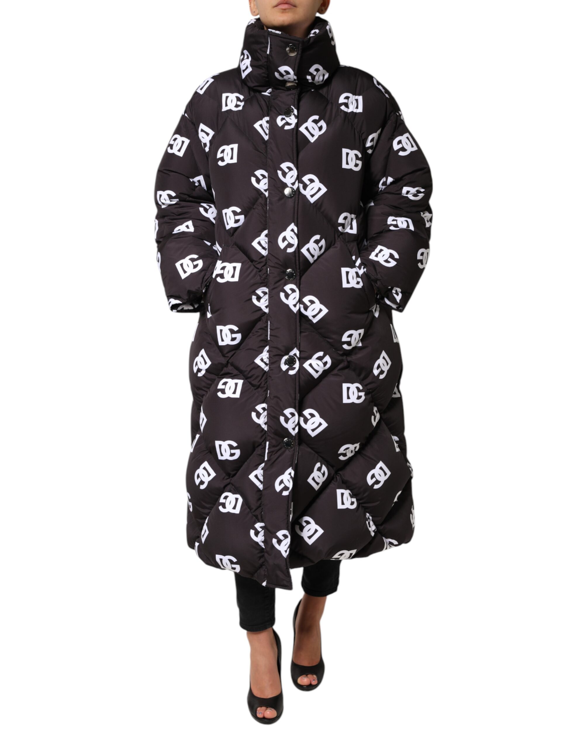Dolce & Gabbana Black DG Mania Puffer Quilted Long Coat Jacket - Image 2
