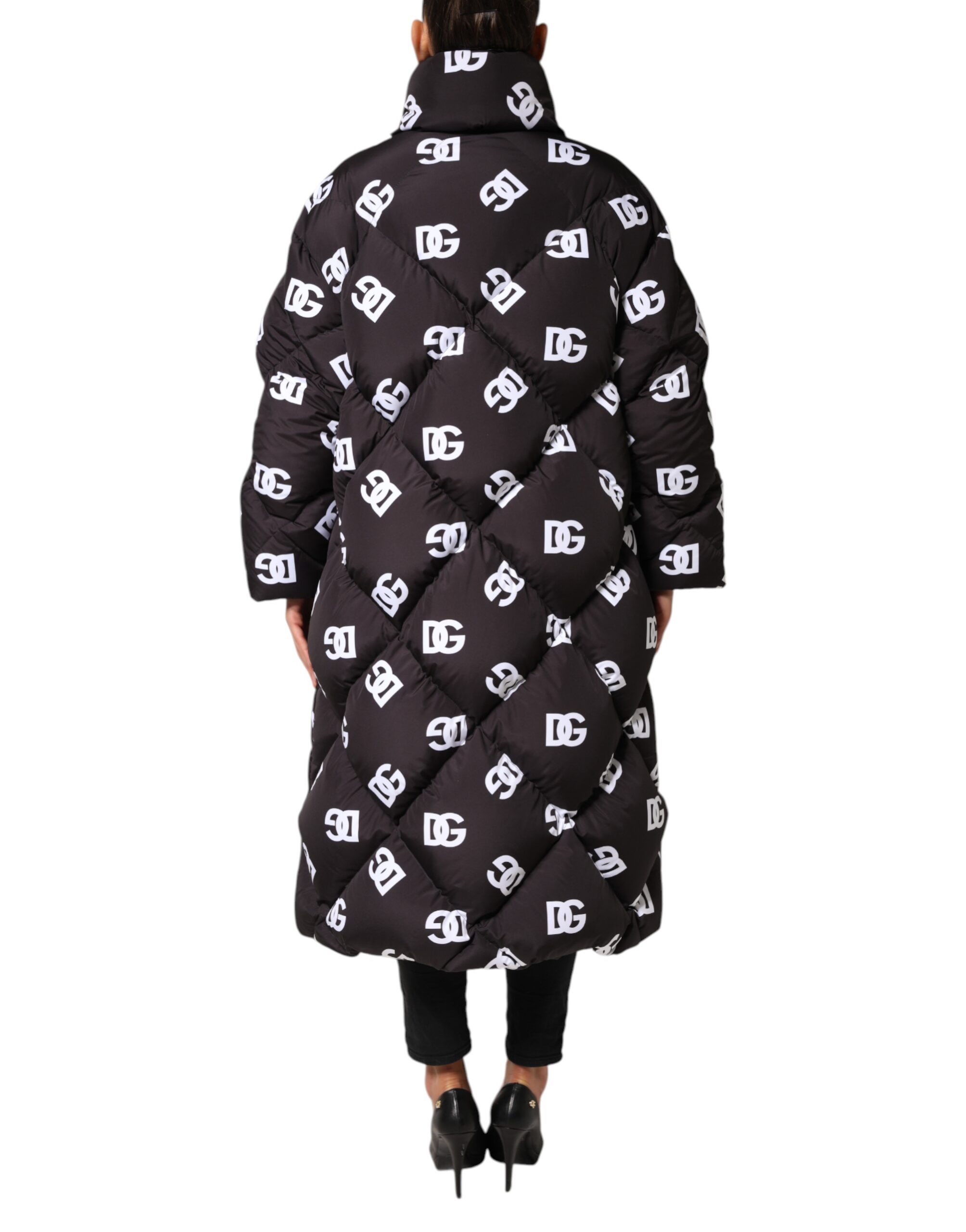 Dolce & Gabbana Black DG Mania Puffer Quilted Long Coat Jacket - Image 4