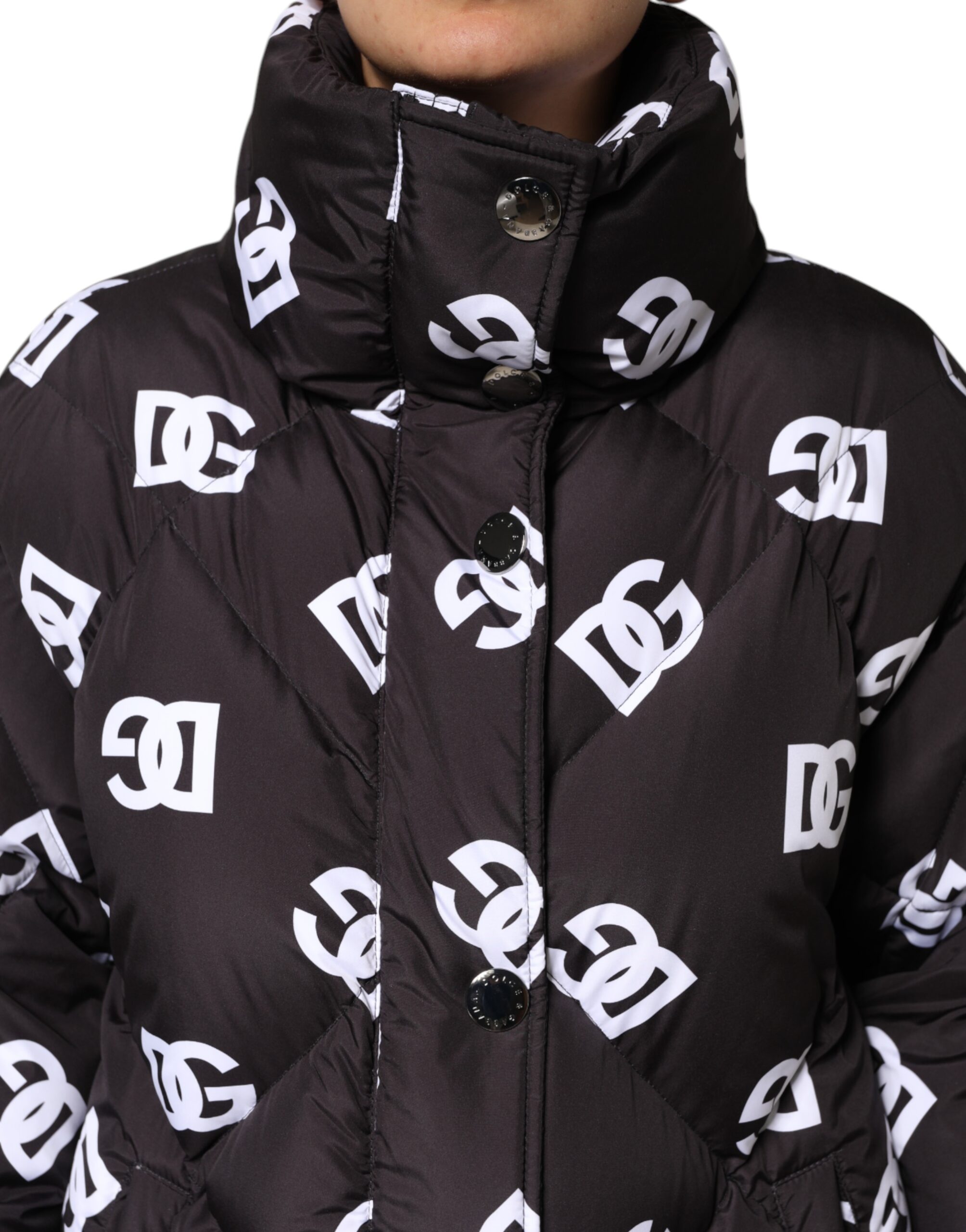 Dolce & Gabbana Black DG Mania Puffer Quilted Long Coat Jacket - Image 5