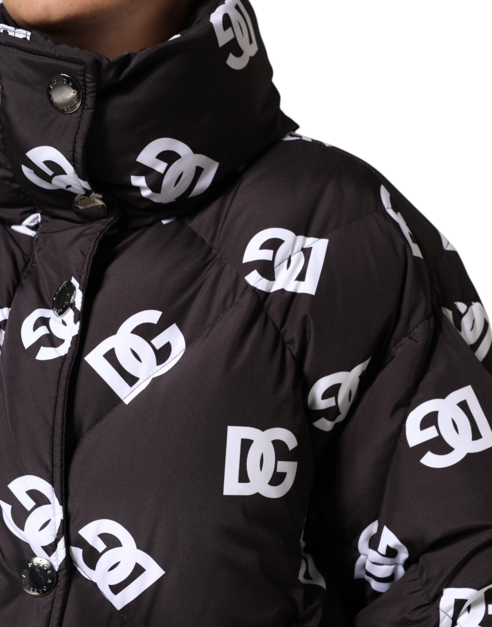 Dolce & Gabbana Black DG Mania Puffer Quilted Long Coat Jacket - Image 6