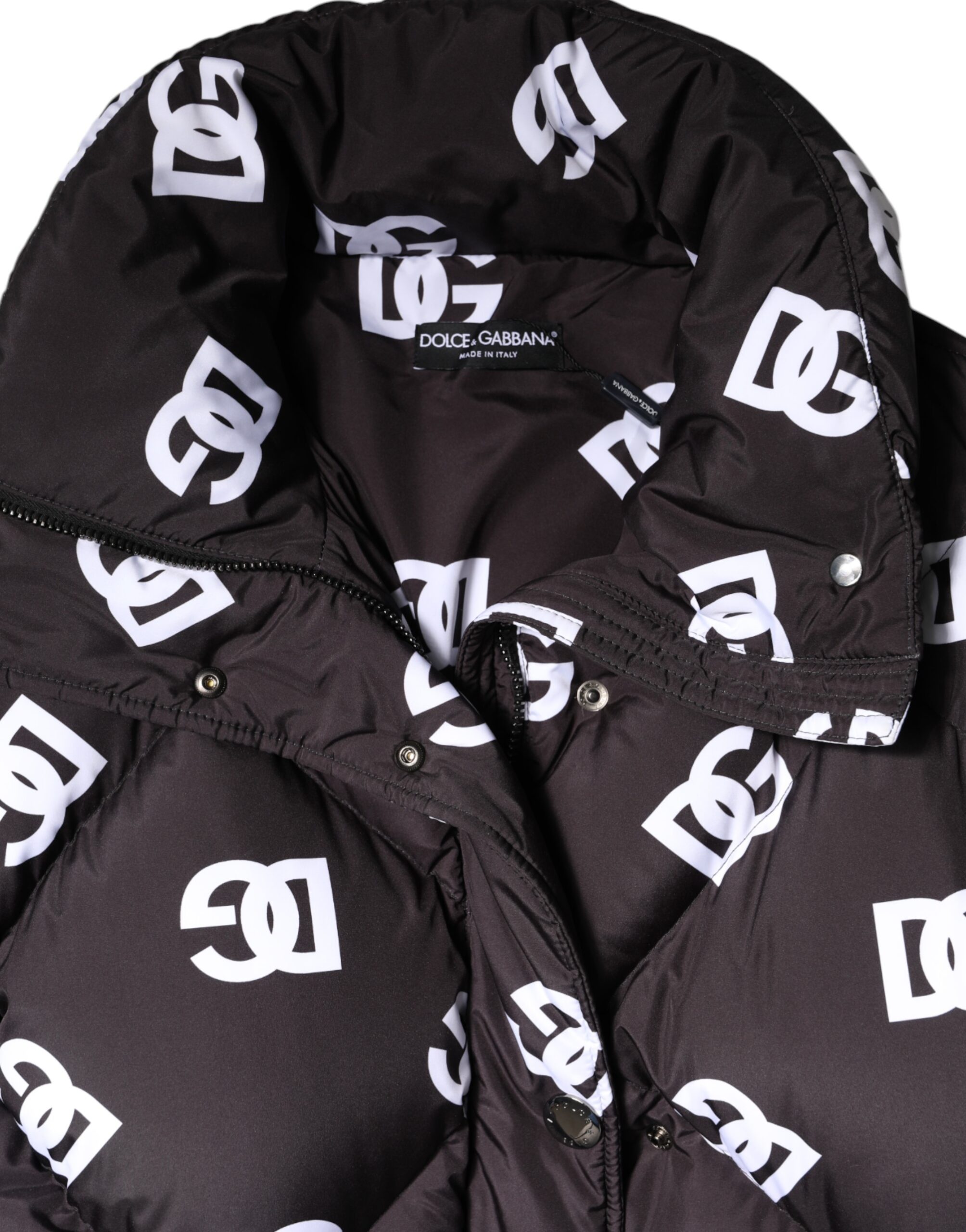 Dolce & Gabbana Black DG Mania Puffer Quilted Long Coat Jacket - Image 7