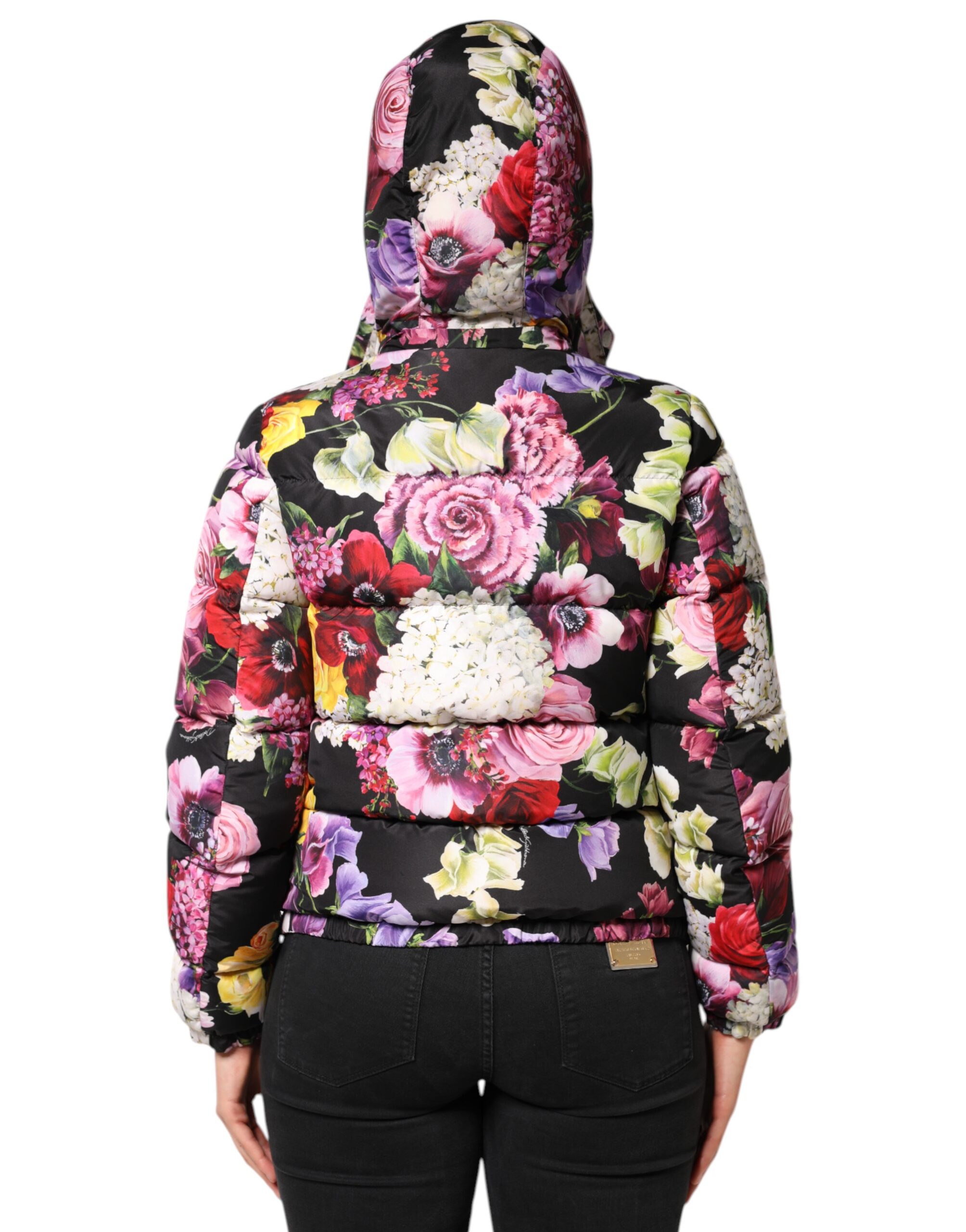 Dolce & Gabbana Multicolor Floral Hooded Puffer Quilted Jacket - Image 4