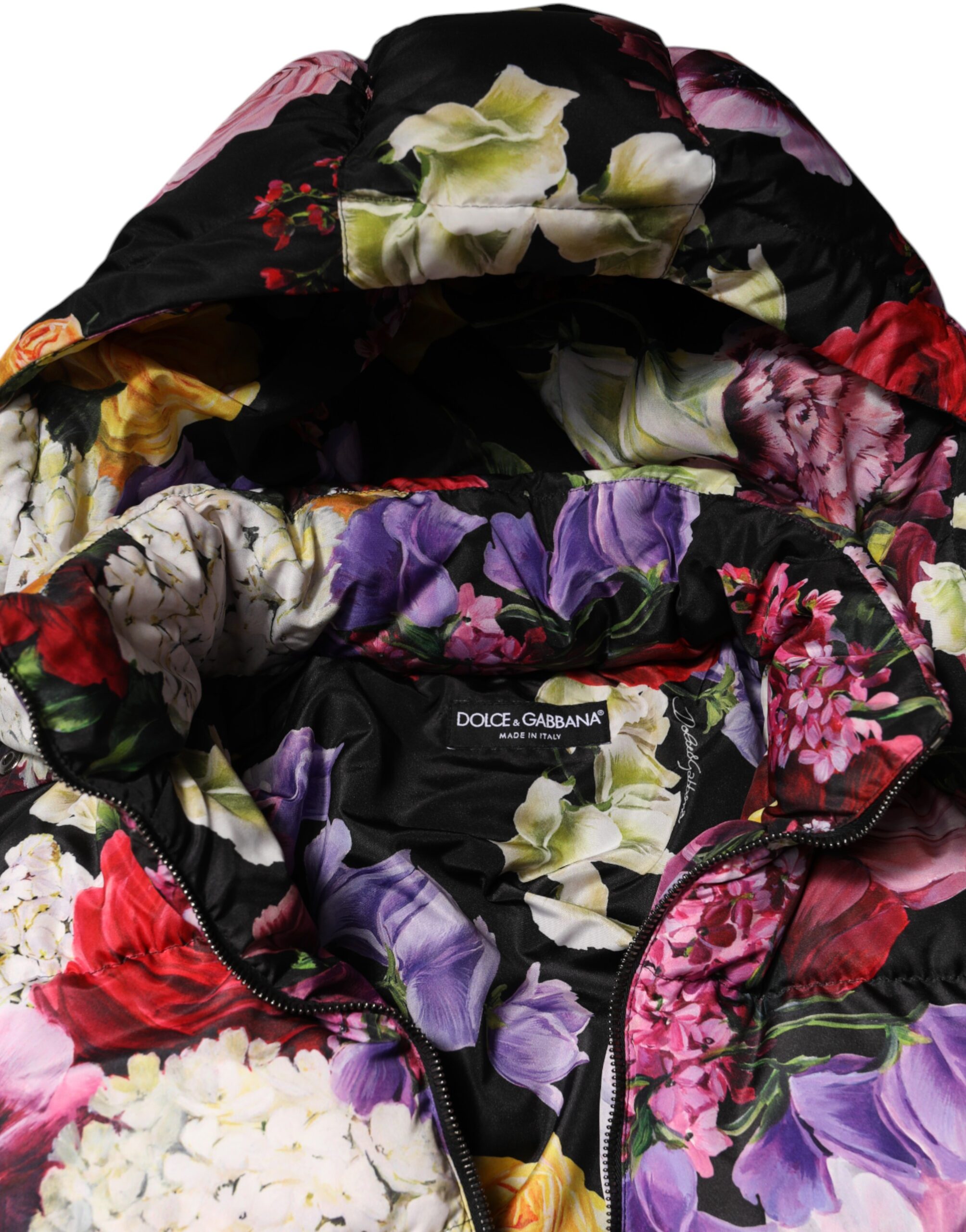 Dolce & Gabbana Multicolor Floral Hooded Puffer Quilted Jacket - Image 6