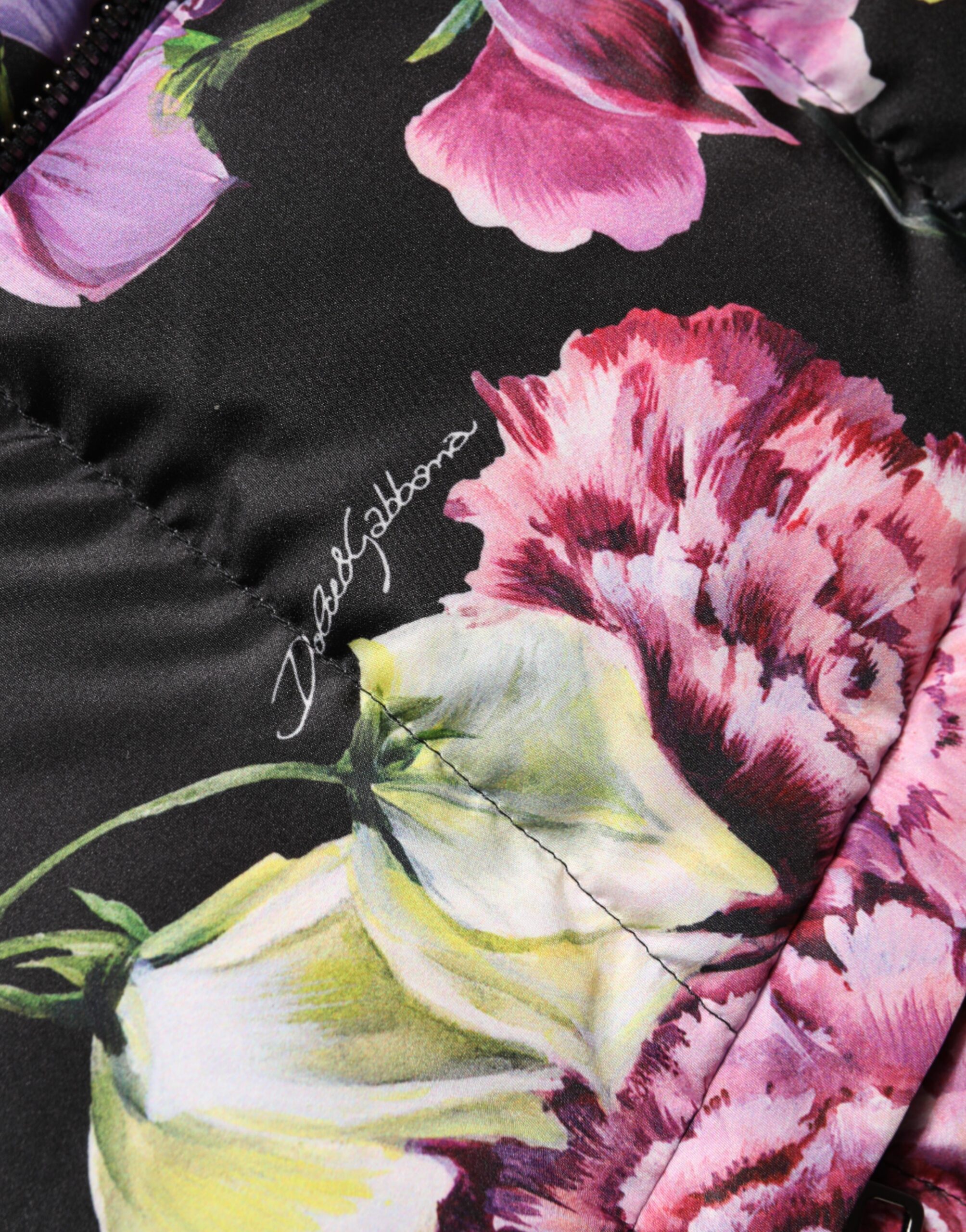 Dolce & Gabbana Multicolor Floral Hooded Puffer Quilted Jacket - Image 7