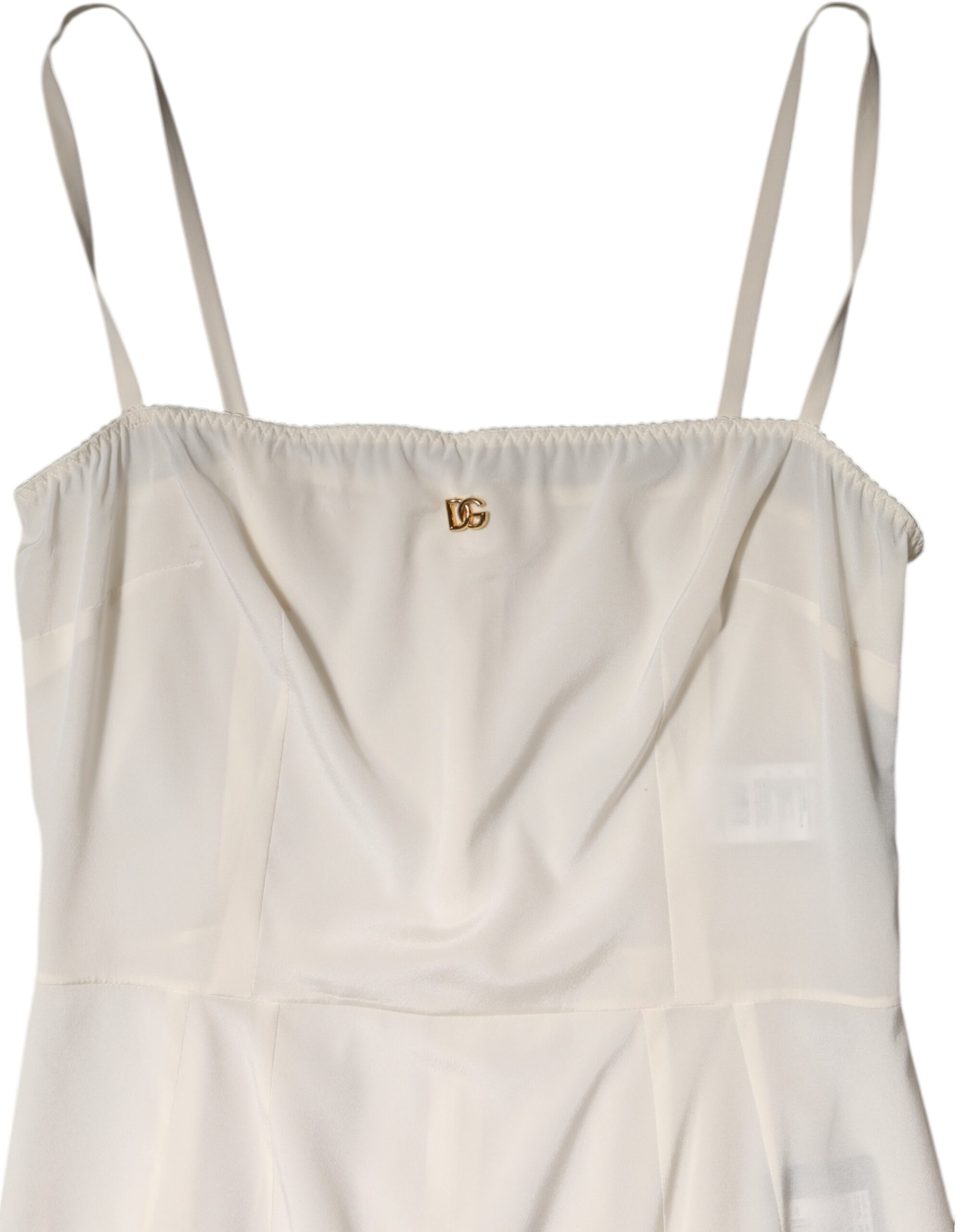 Dolce & Gabbana White Full Slip DG Logo Silk Dress Sleepwear - Image 7