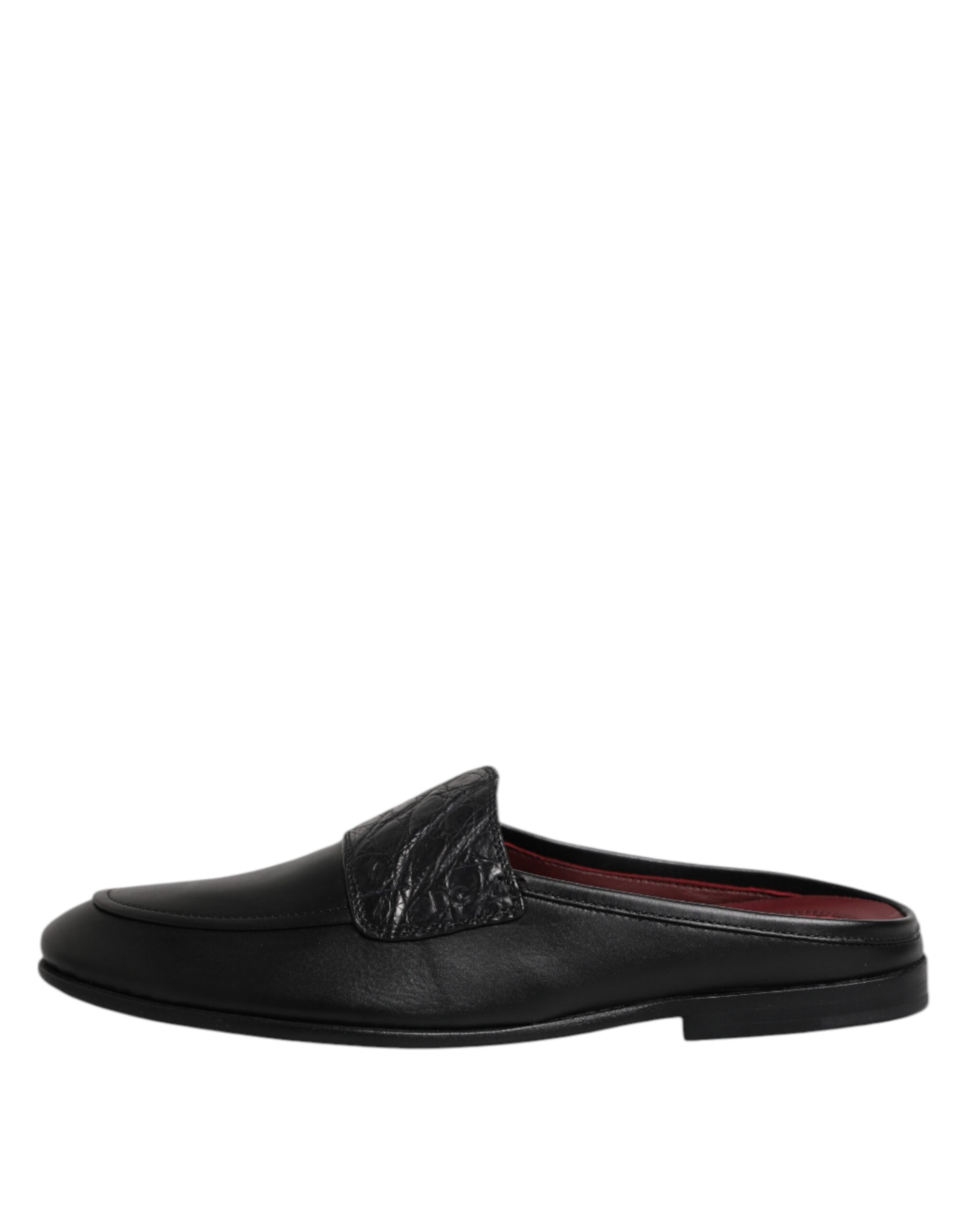 Dolce & Gabbana Black Calfskin Leather Slip On Loafers Shoes - Image 6