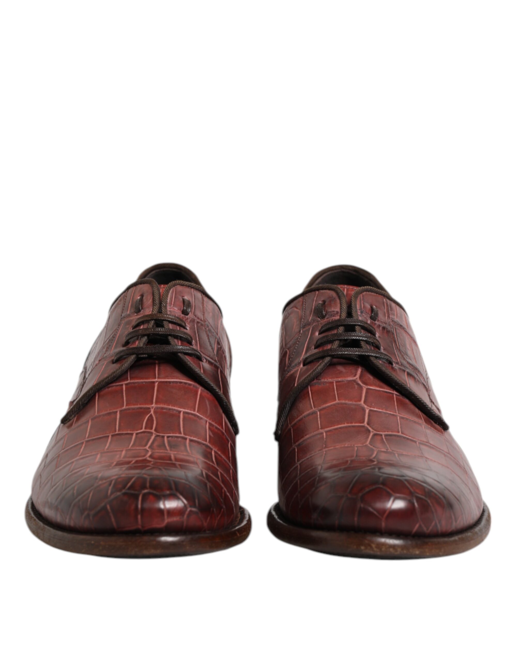 Dolce & Gabbana Burgundy Leather Lace Up Derby Dress Shoes - Image 2