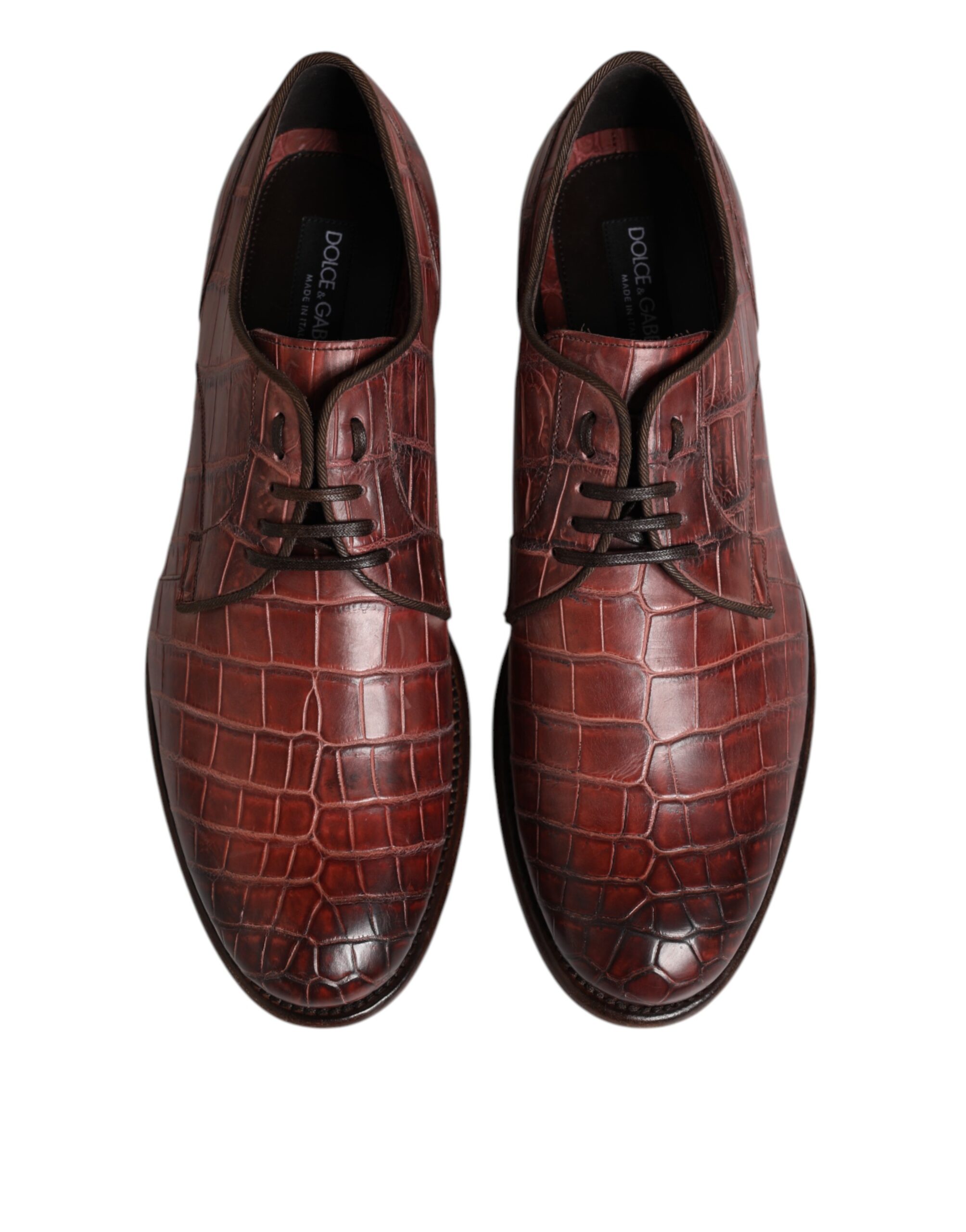 Dolce & Gabbana Burgundy Leather Lace Up Derby Dress Shoes - Image 3