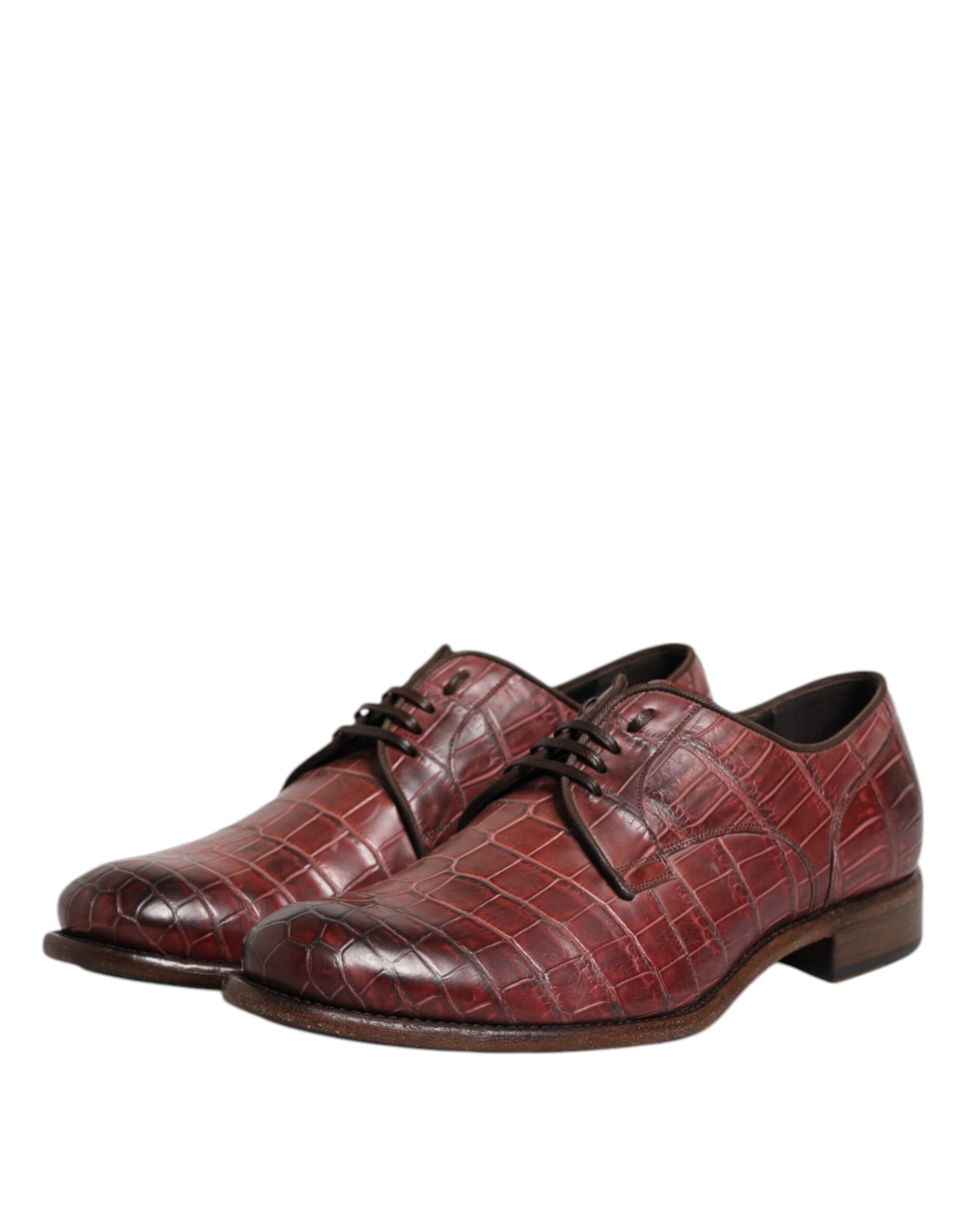 Dolce & Gabbana Burgundy Leather Lace Up Derby Dress Shoes - Image 4
