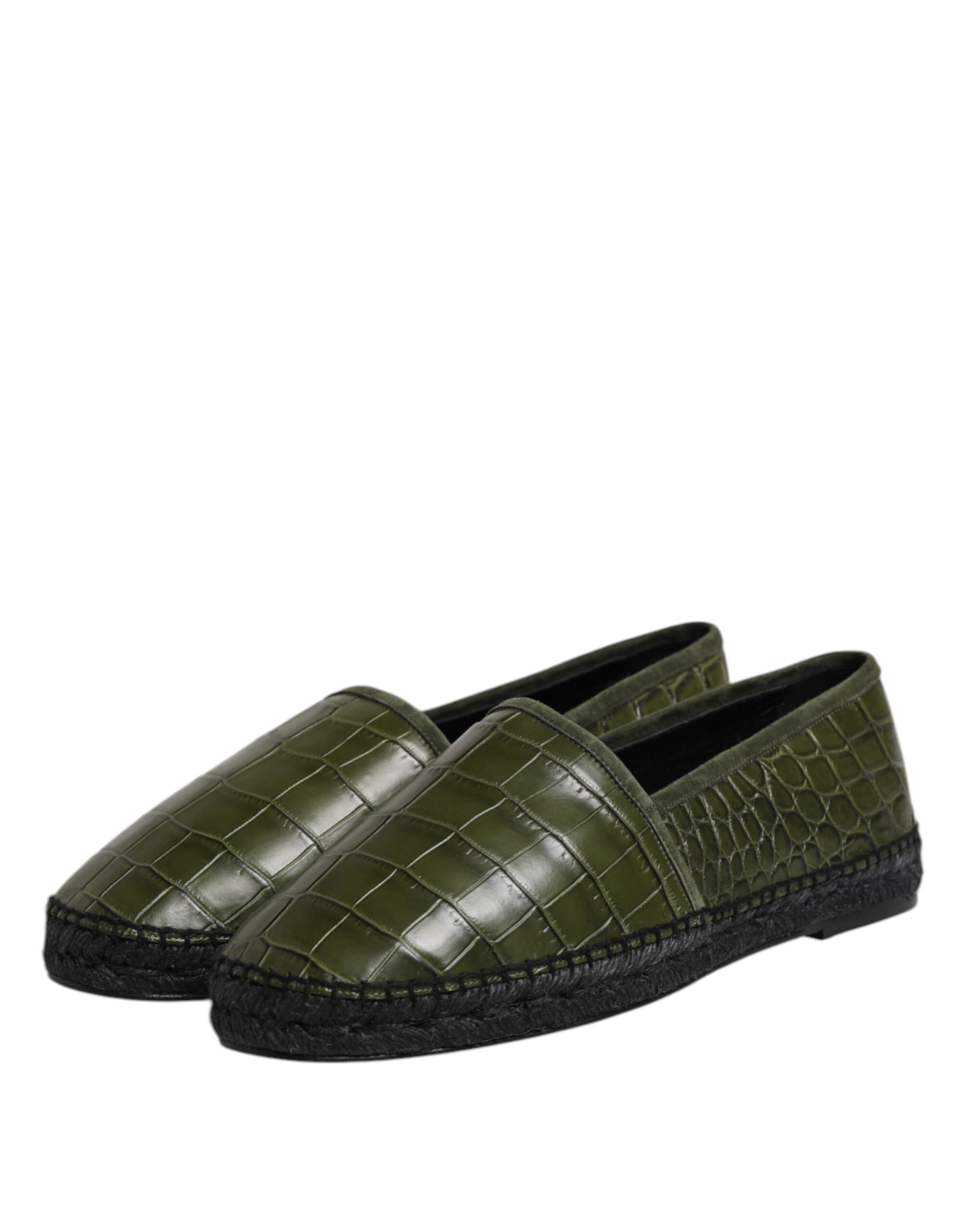 Dolce & Gabbana Green Exotic Leather Espadrilles Slip On Shoes - Image 4