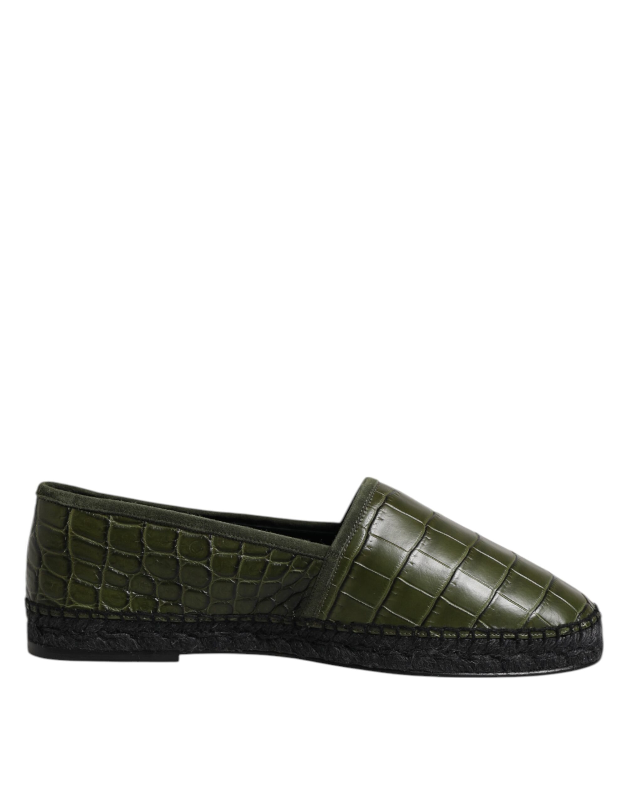 Dolce & Gabbana Green Exotic Leather Espadrilles Slip On Shoes - Image 7