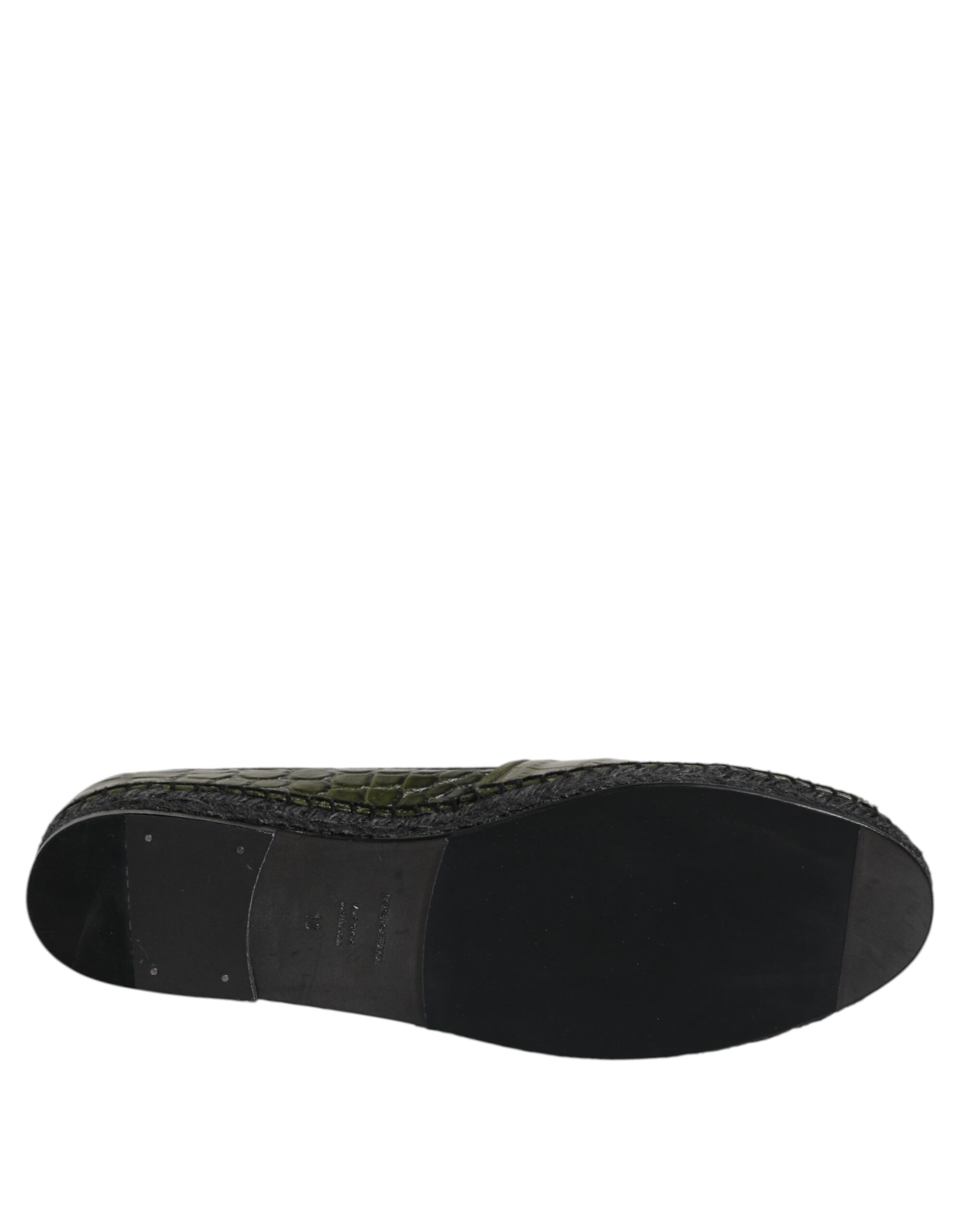 Dolce & Gabbana Green Exotic Leather Espadrilles Slip On Shoes - Image 8