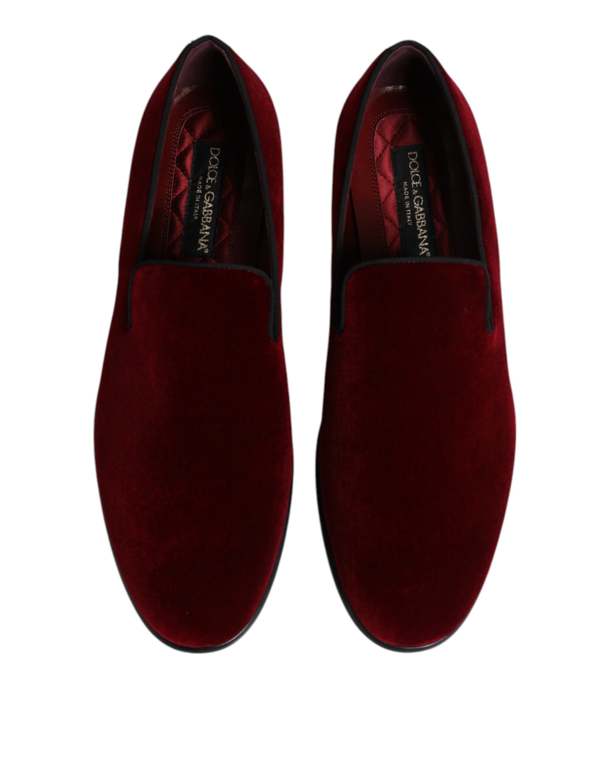 Dolce & Gabbana Red Cotton Velvet Slip On Loafers Formal Shoes - Image 3